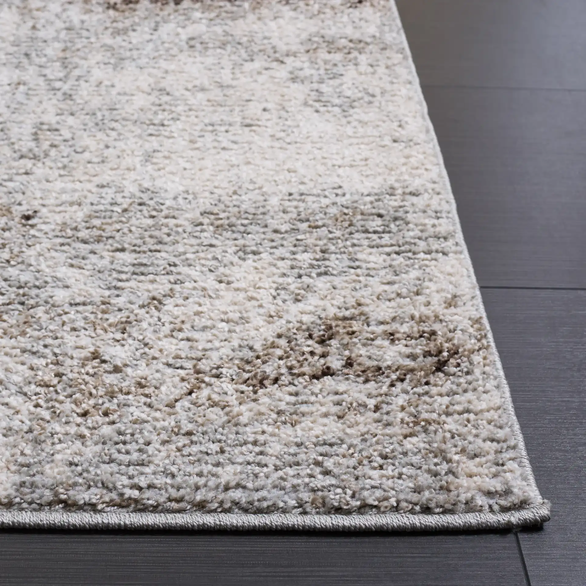 Wave Distressed Stripe Rug in Ivory / Gray in a styled room
