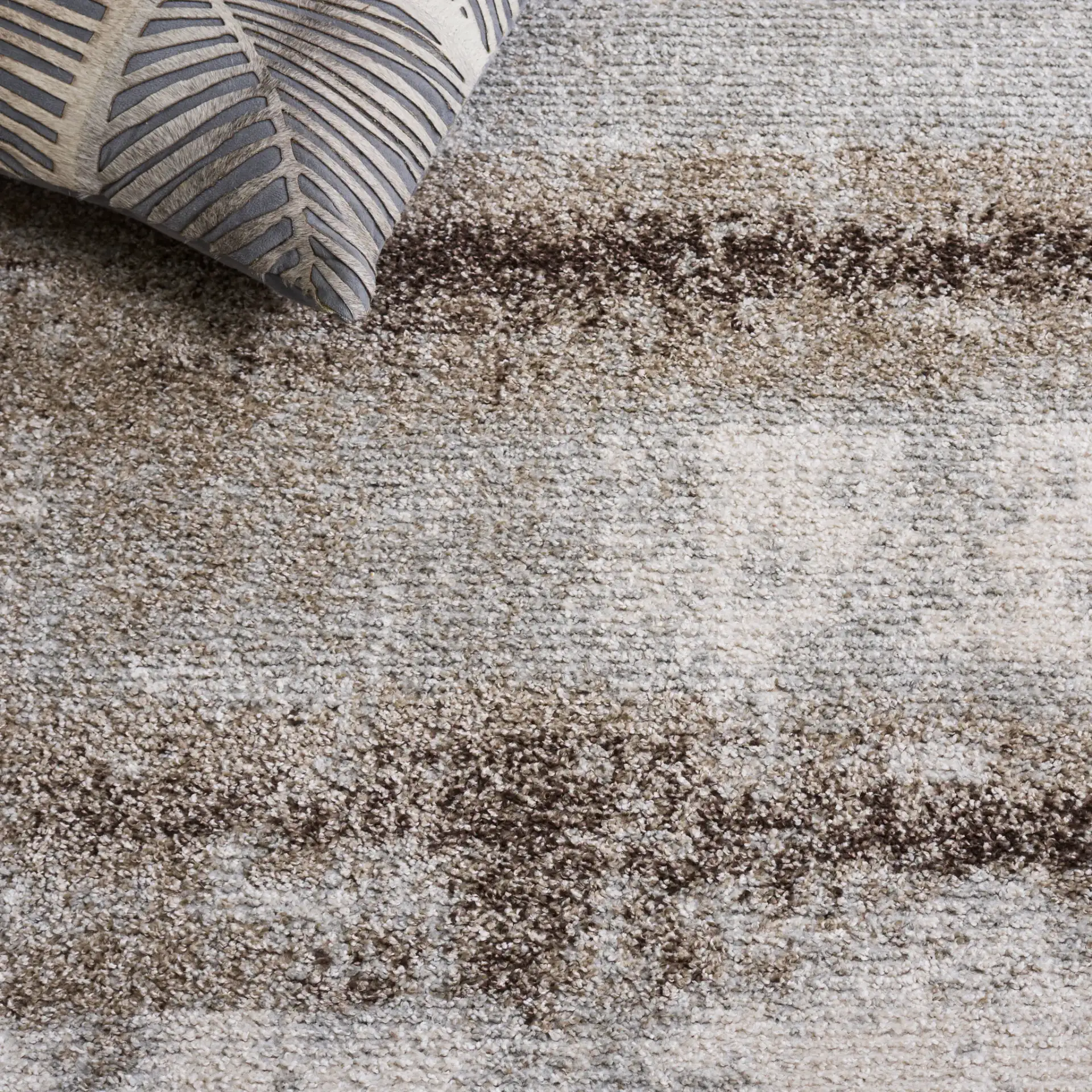 Wave Distressed Stripe Rug in Ivory / Gray in a styled room