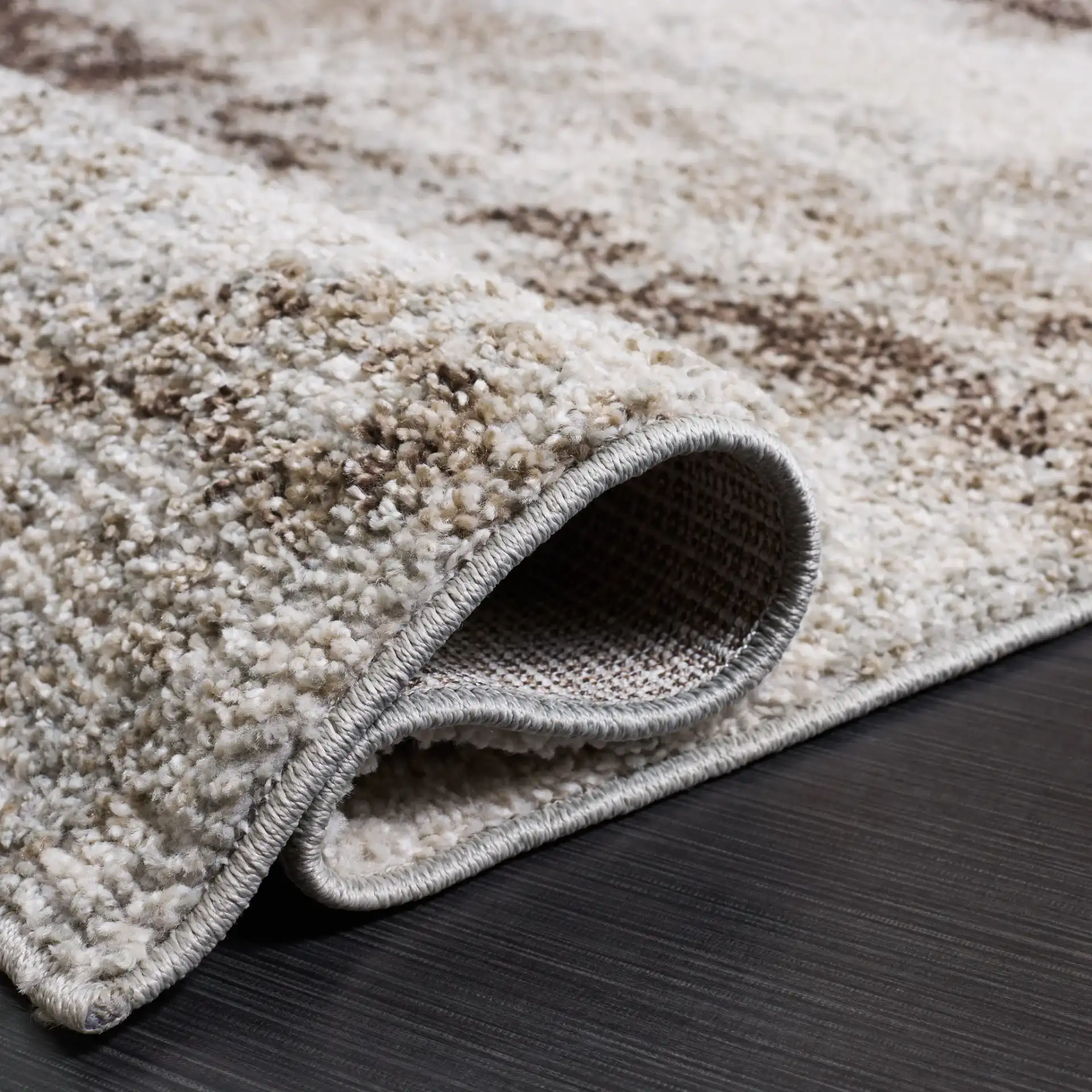 Wave Distressed Stripe Rug in Ivory / Gray in a styled room