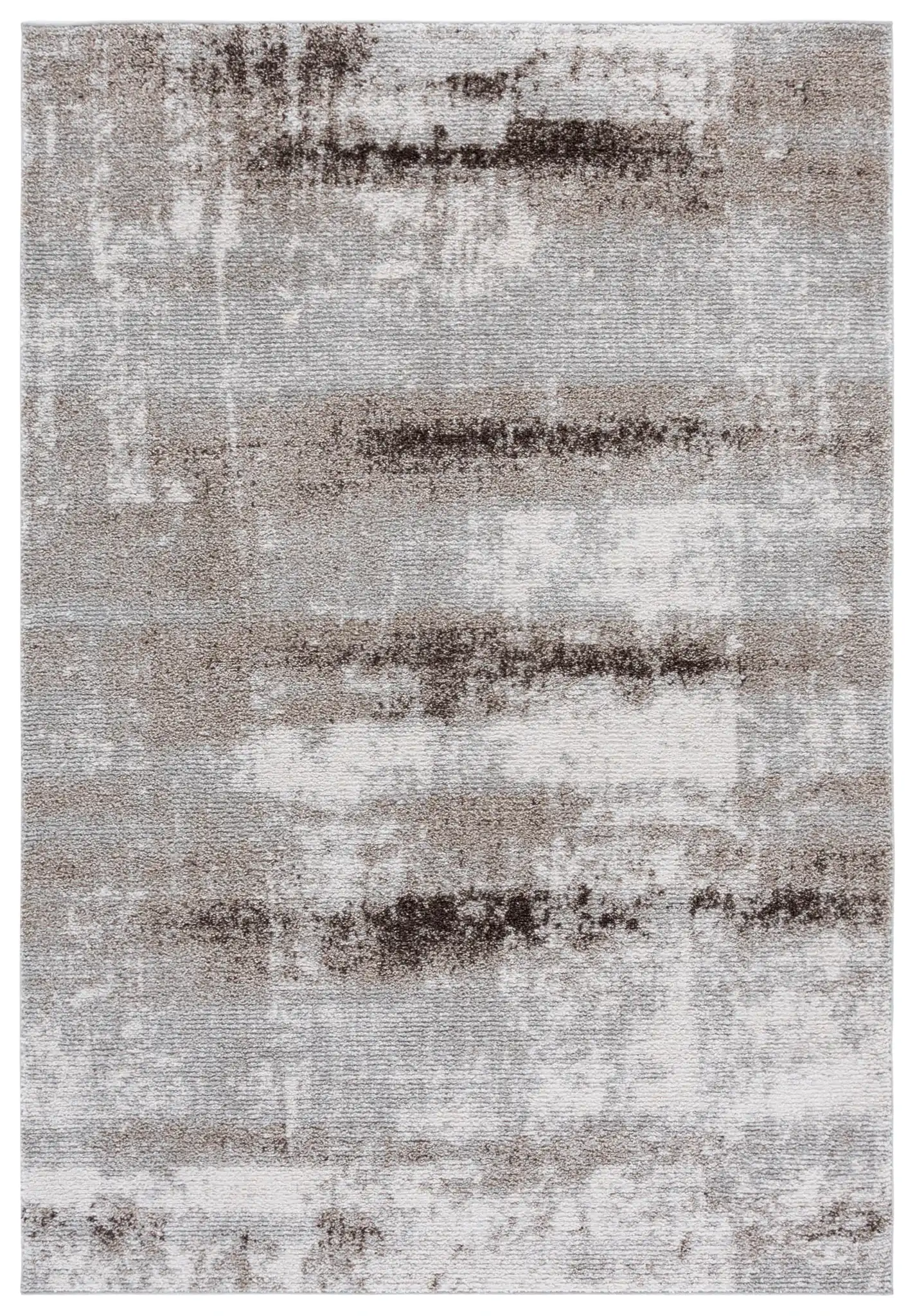 Wave Distressed Stripe Rug in Ivory / Gray