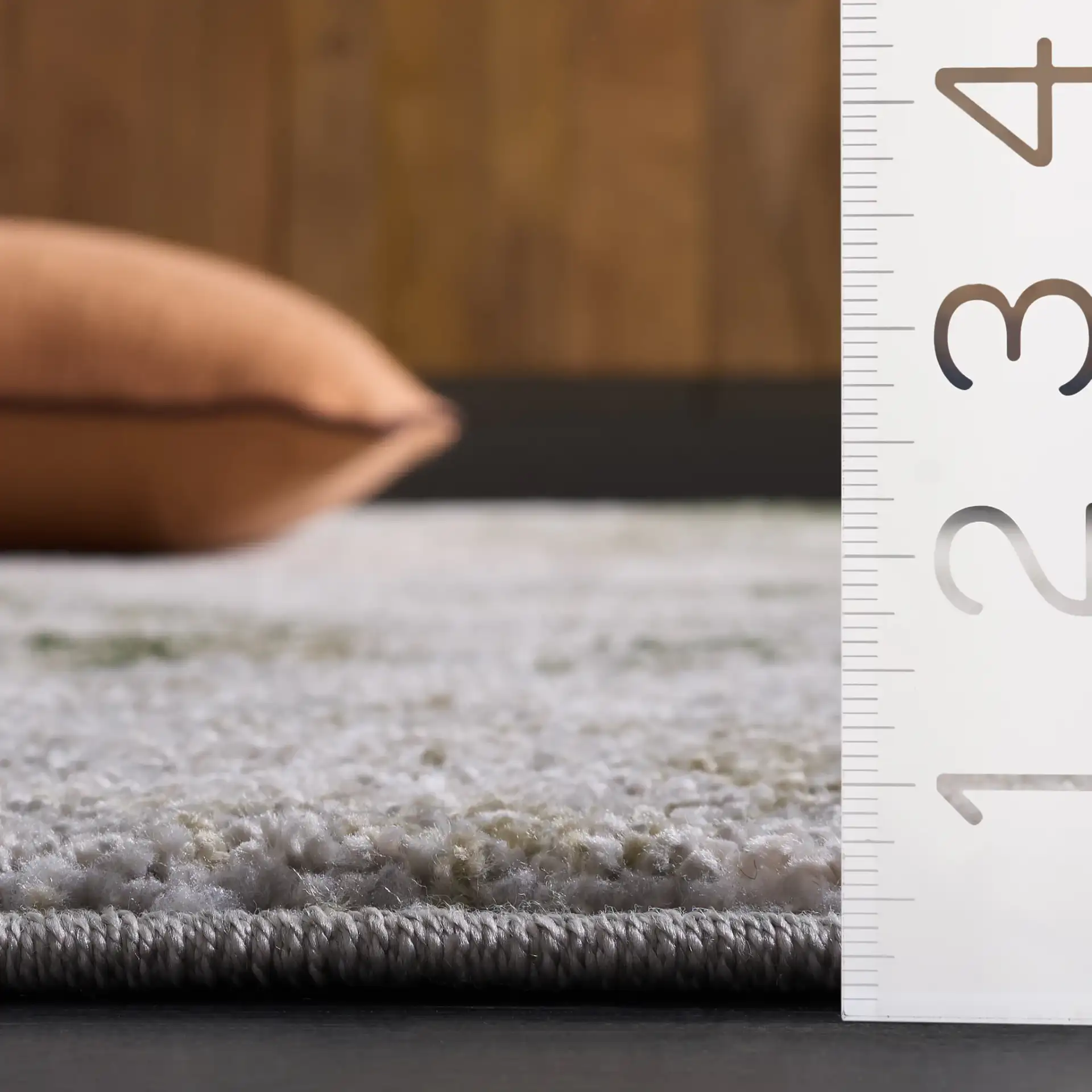 Wave Crosshatch Abstract Rug in Ivory / Green in a styled room