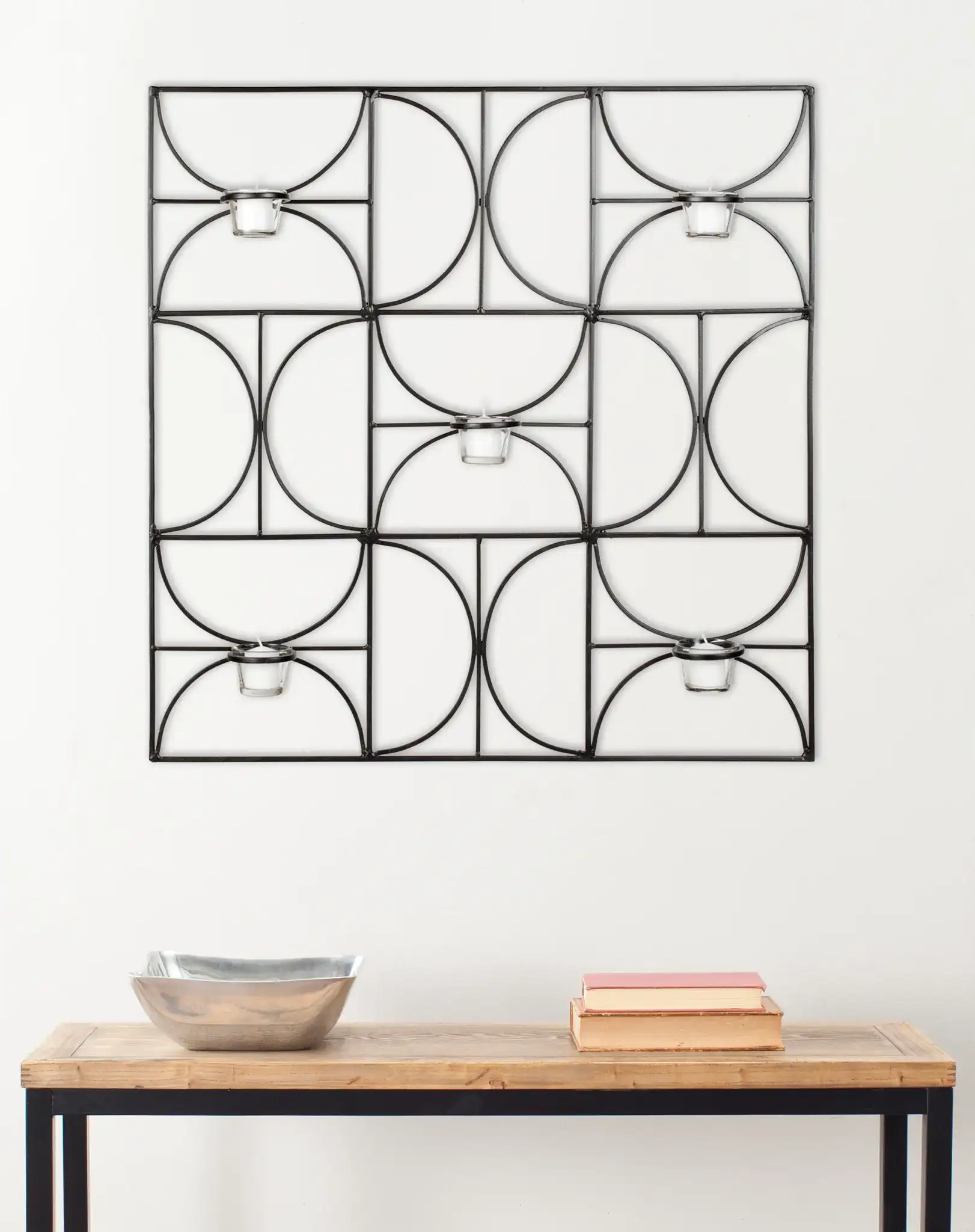 Votive Wall Decor in Black in a styled room