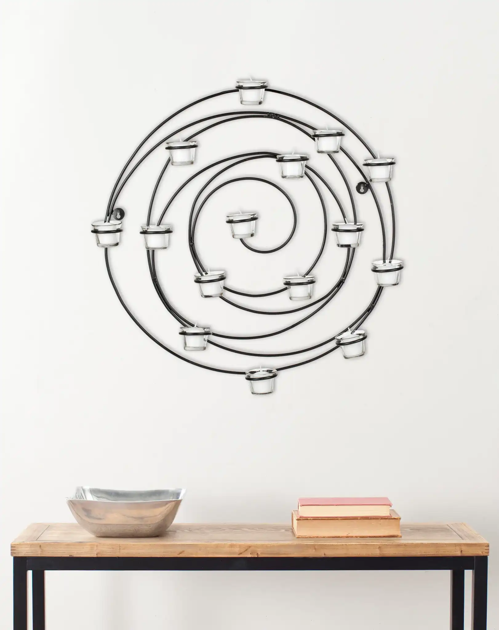 Votive Wall Decor in Black in a styled room