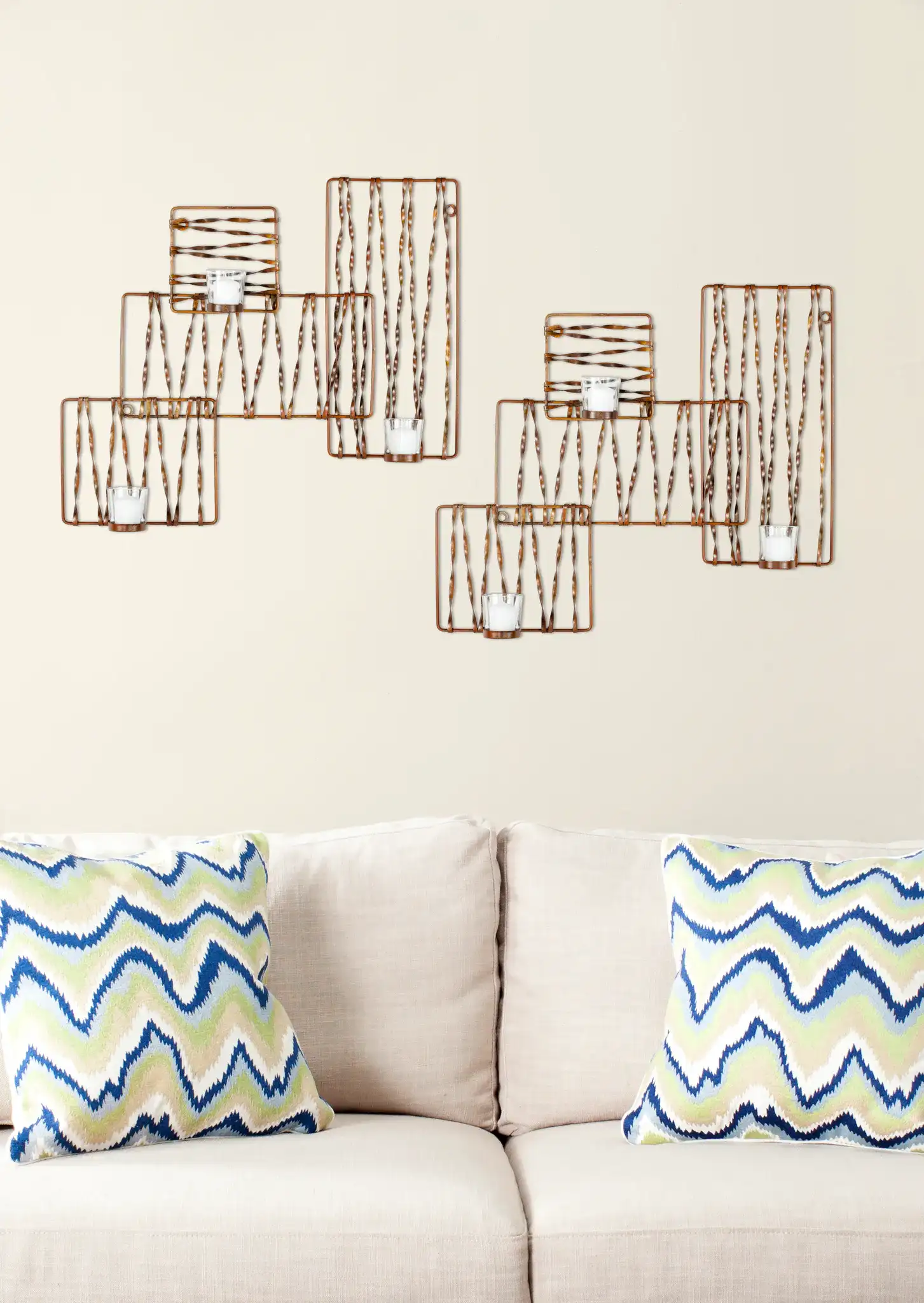 Votive Wall Decor in Burnt Copper in a styled room