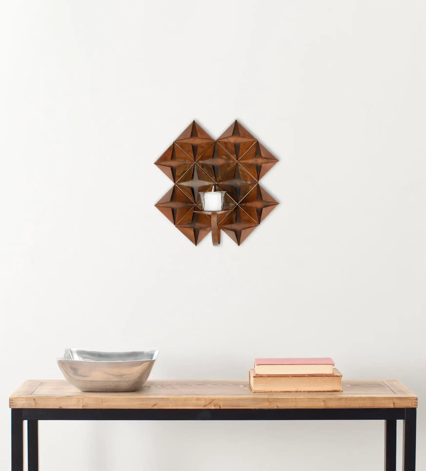 Pillar Wall Decor (Set of 4) in Antique Copper in a styled room