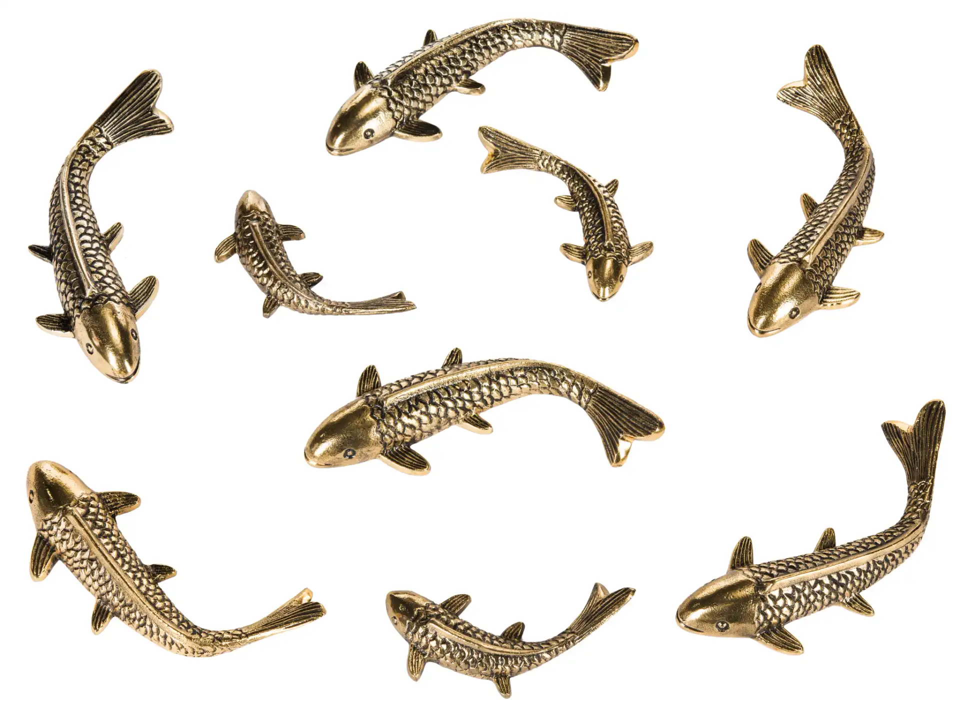 Koi Fish Wall Decor (Set of 9) in Antique Gold