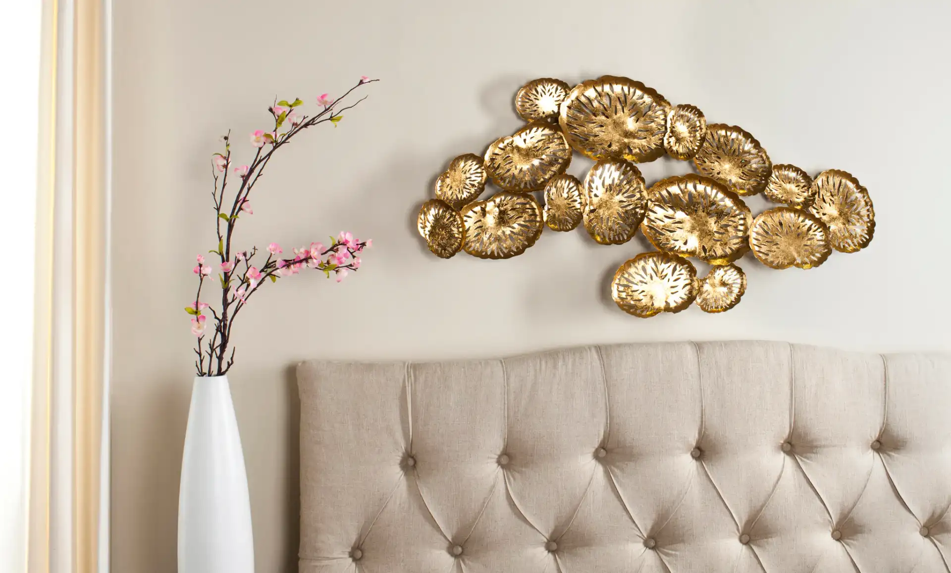 Coral Plate Wall Decor in Gold in a styled room