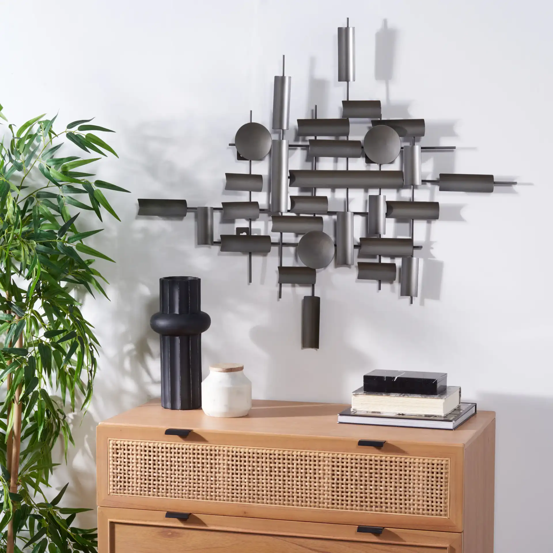 Nevaeh 34.5" Wall Decor in Antique Silver in a styled room