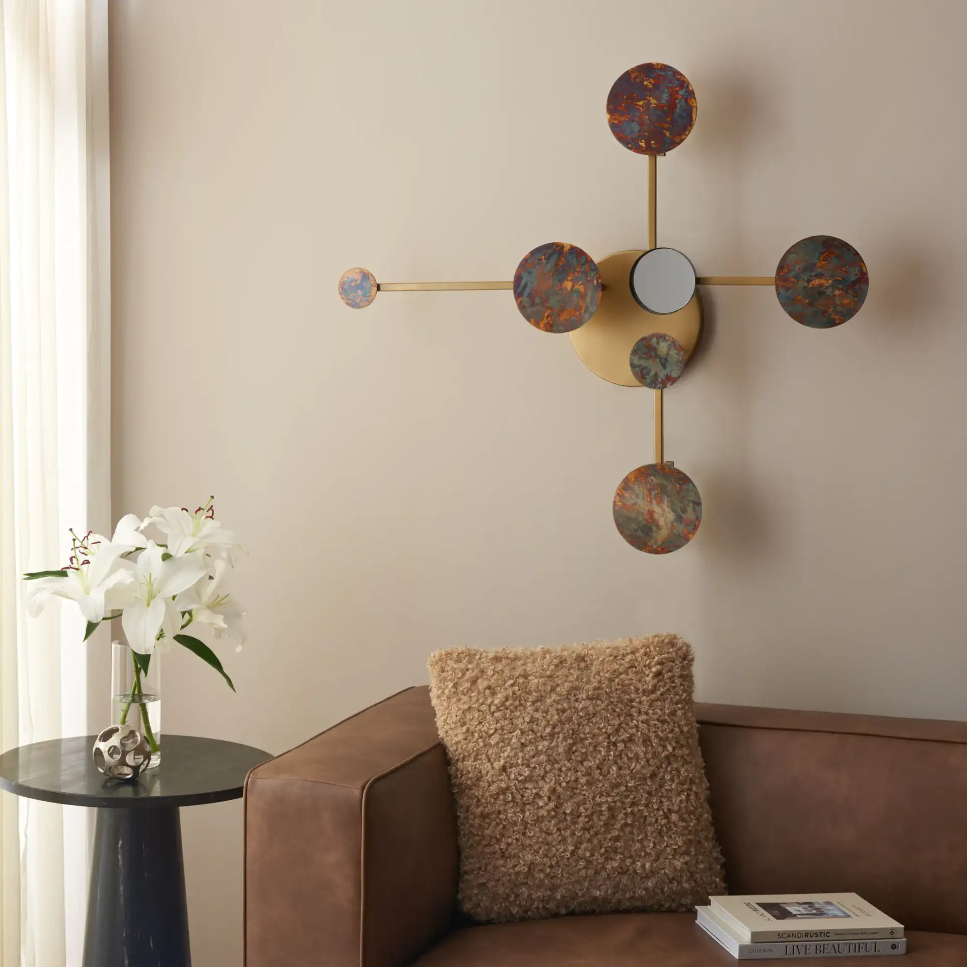 Emera 36" Wall Decor in Antique Brass in a styled room