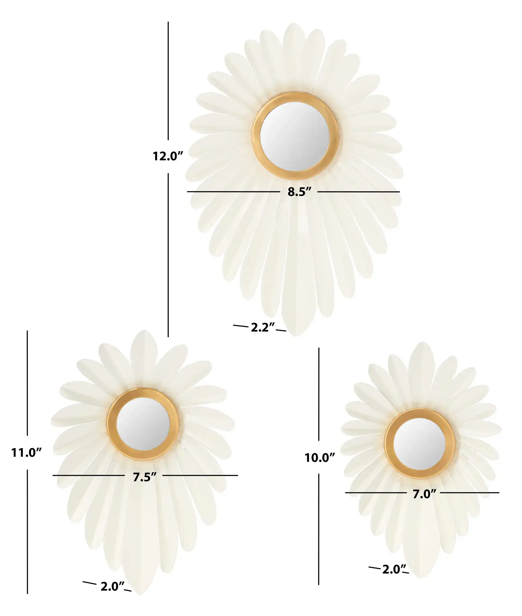 Hermia Three-Piece Wall Decor Set in Ivory / Gold, detail view