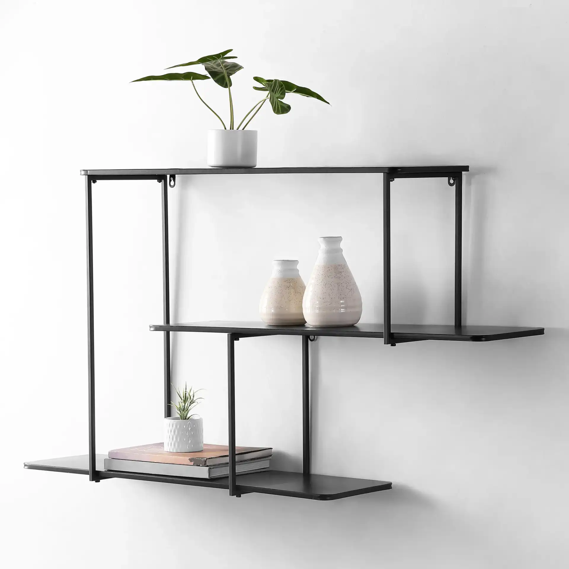 Anthe 45.25" Wall Shelf in White in a styled room