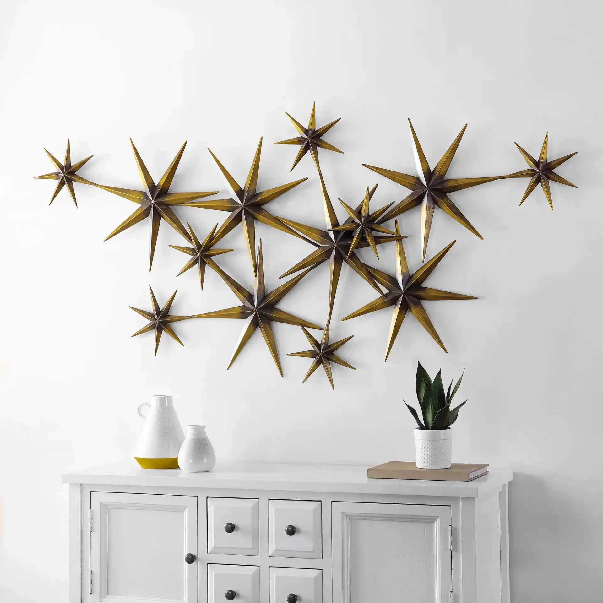 Jakob 64" Wall Décor in Bronze in a styled room