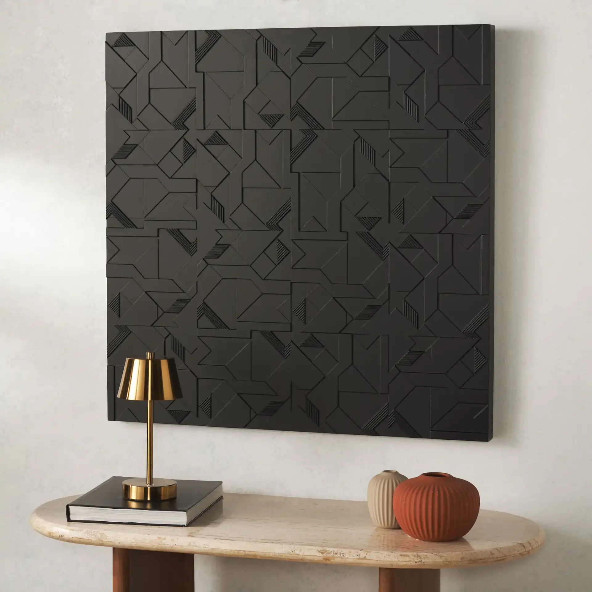 Emery Wall Decor in Black in a styled room