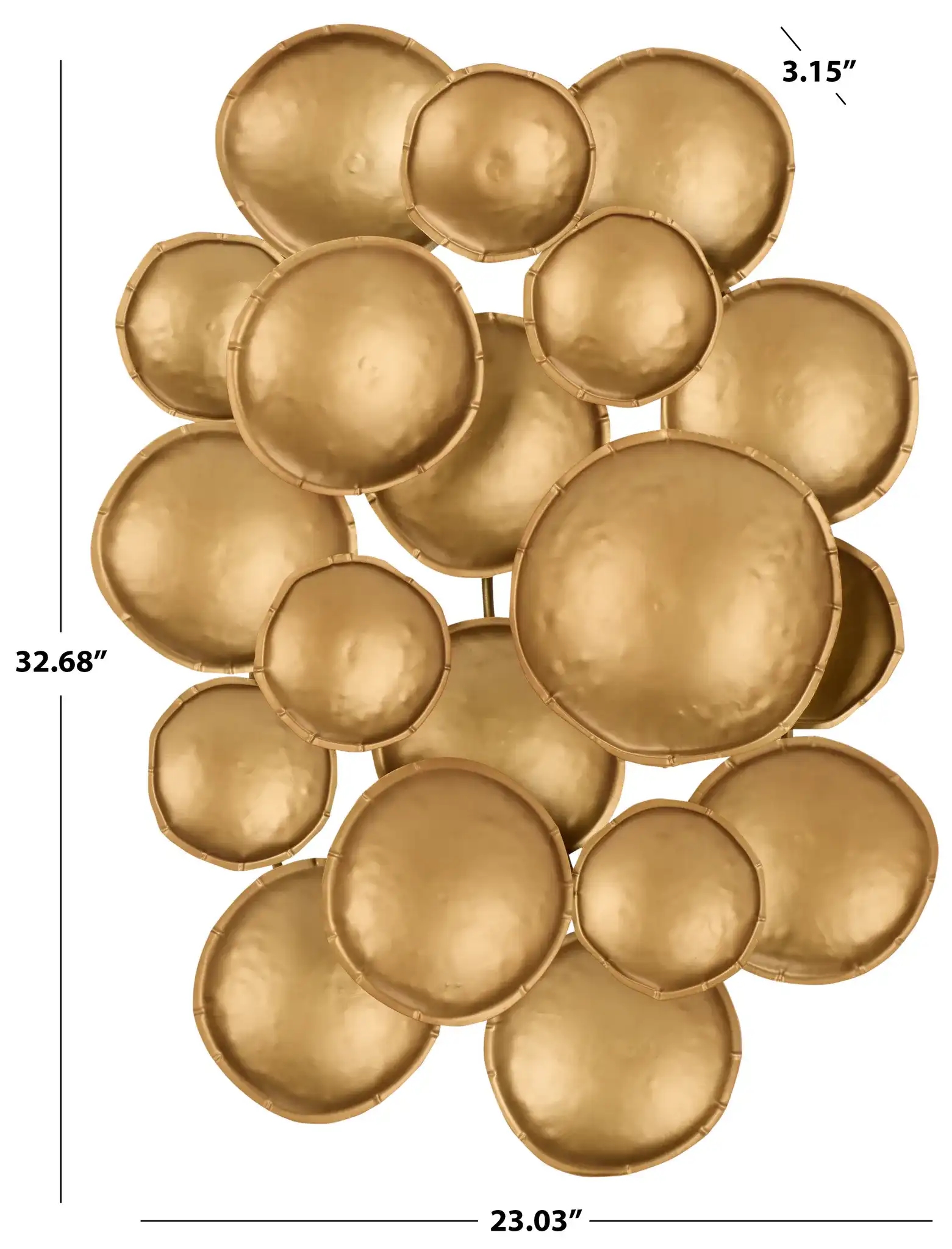 Lela Bubble Disc Wall Decor in Gold, detail view