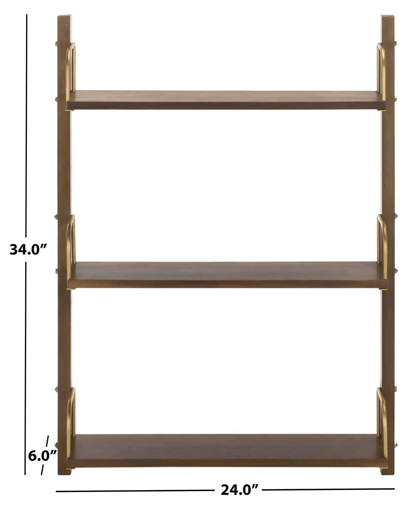 Brin Wall Shelf in Brown / Gold, detail view