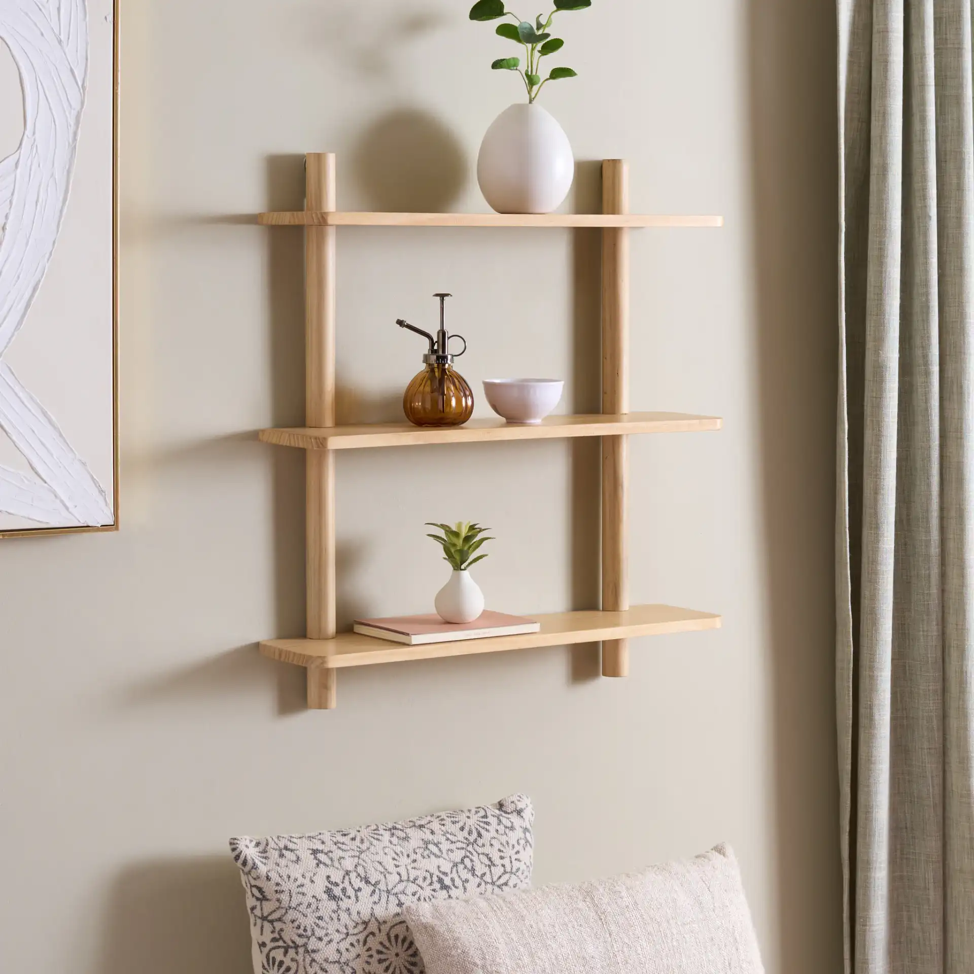 Wila Wall Shelf in Natural in a styled room