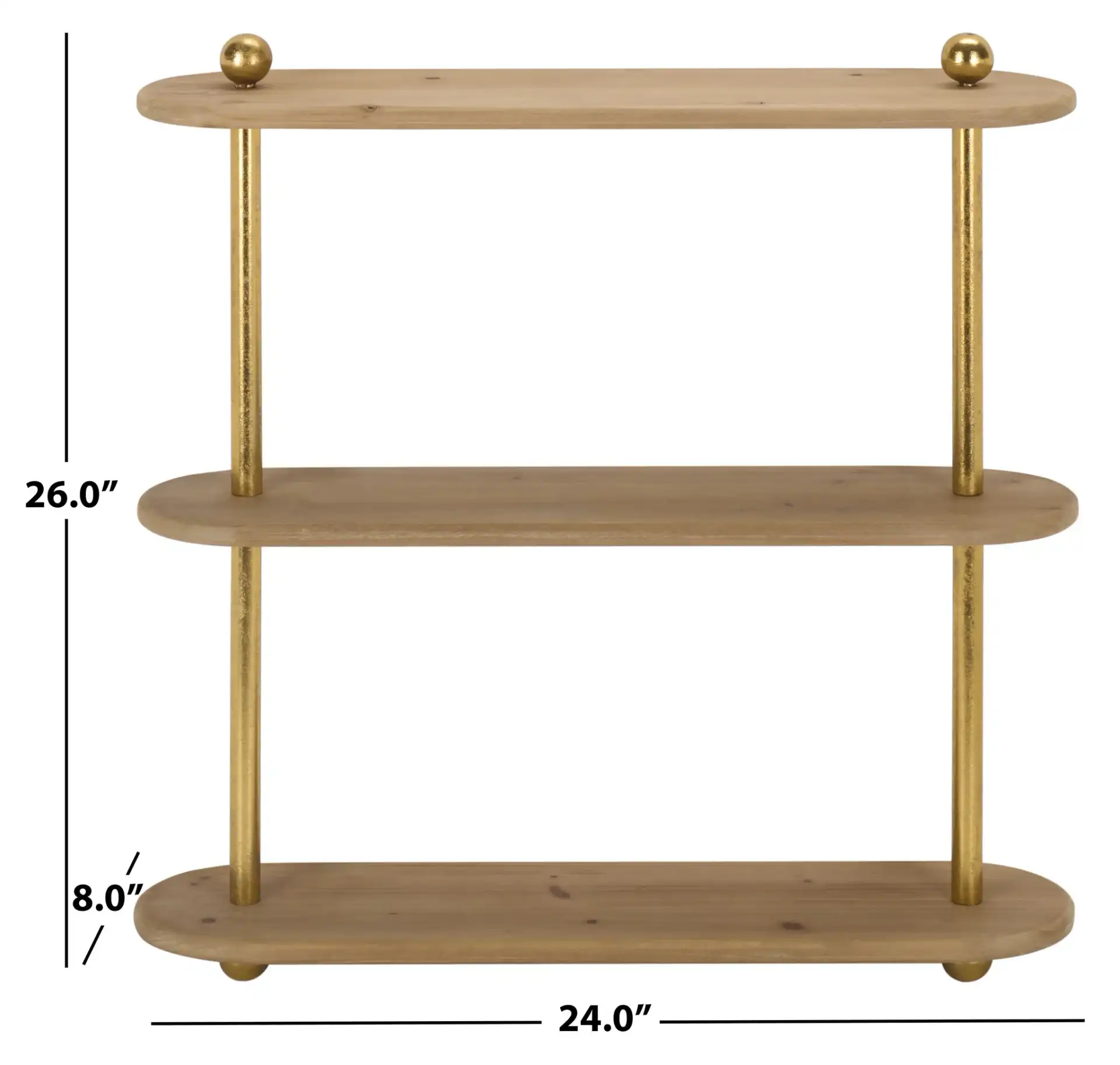 Nova Wall Shelf in Natural Unfinished / Antique G, detail view
