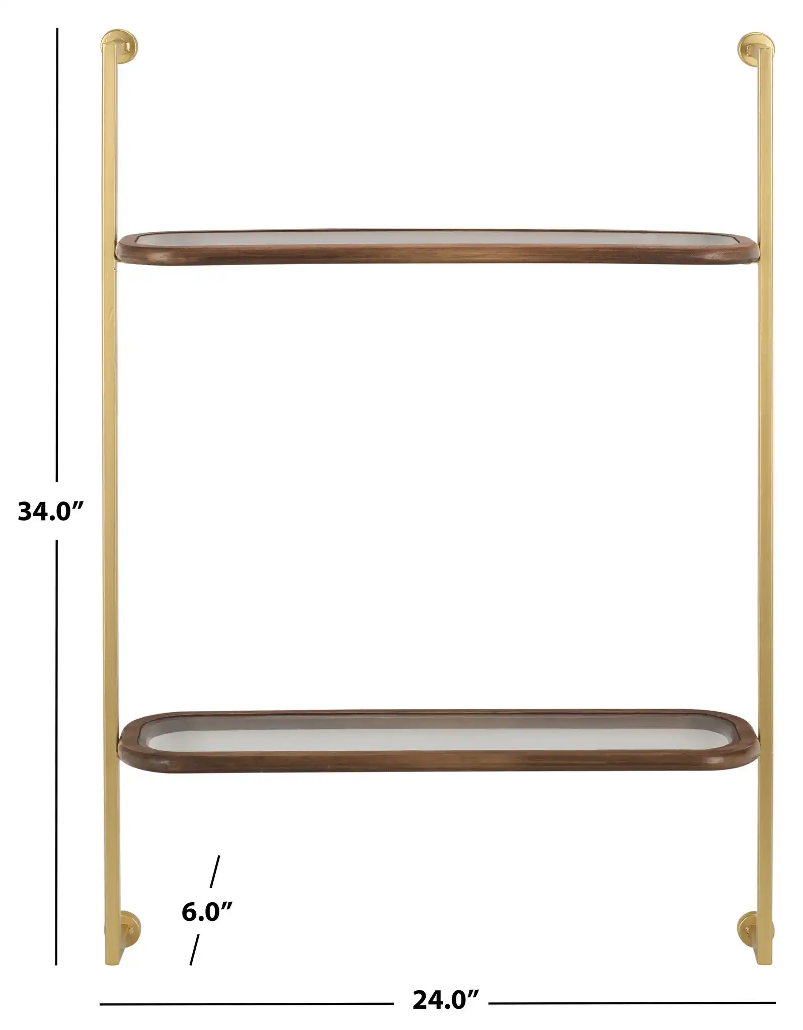 Alba Wall Shelf in Brown / Gold, detail view