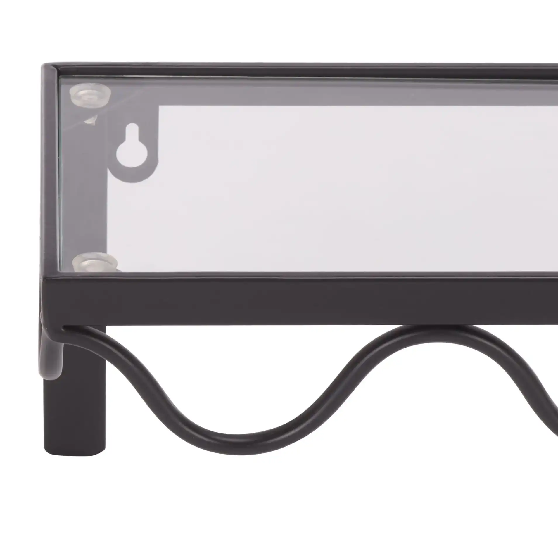 Sani Scalloped Three-Piece Shelf Set in Black in a styled room