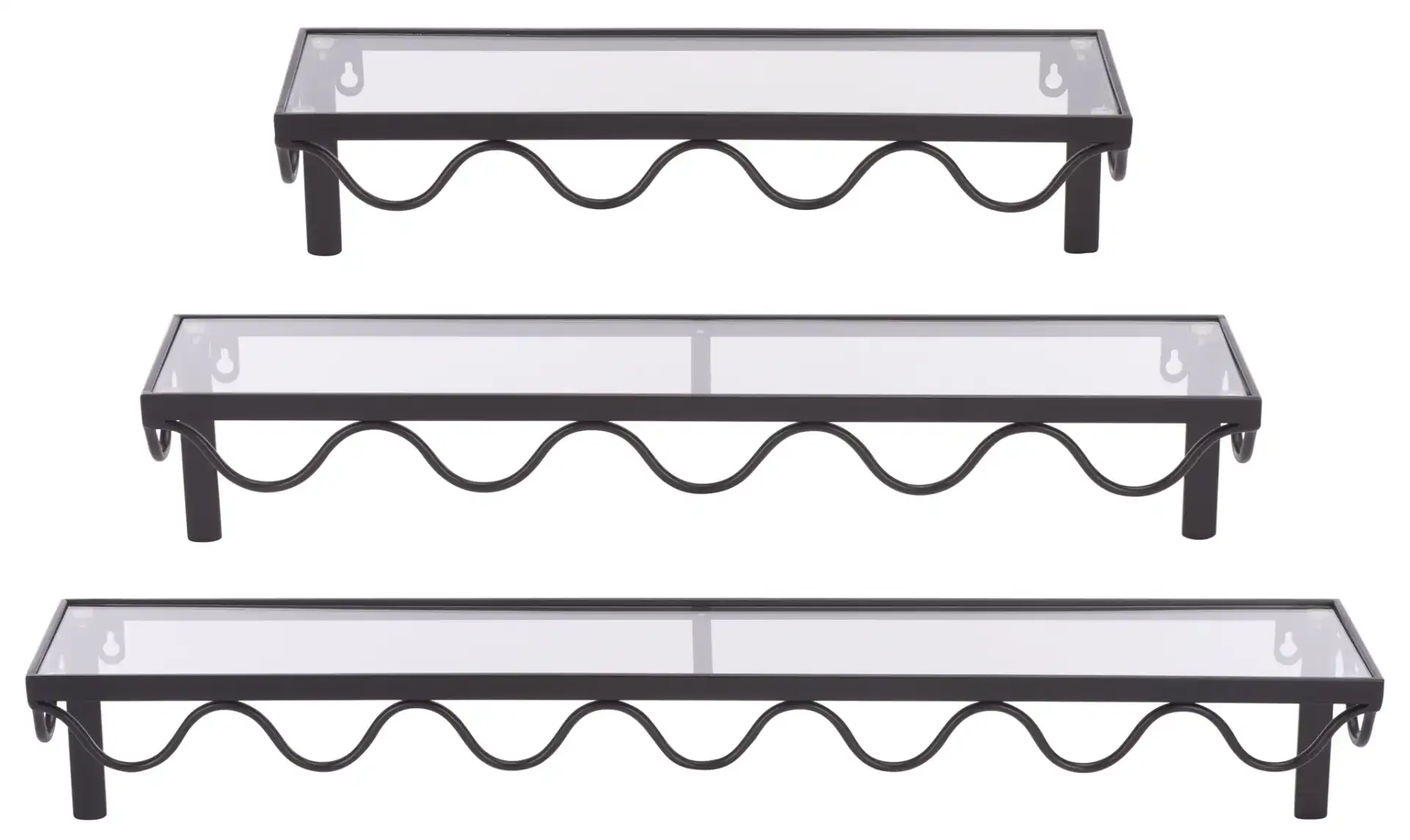 Sani Scalloped Three-Piece Shelf Set in Black