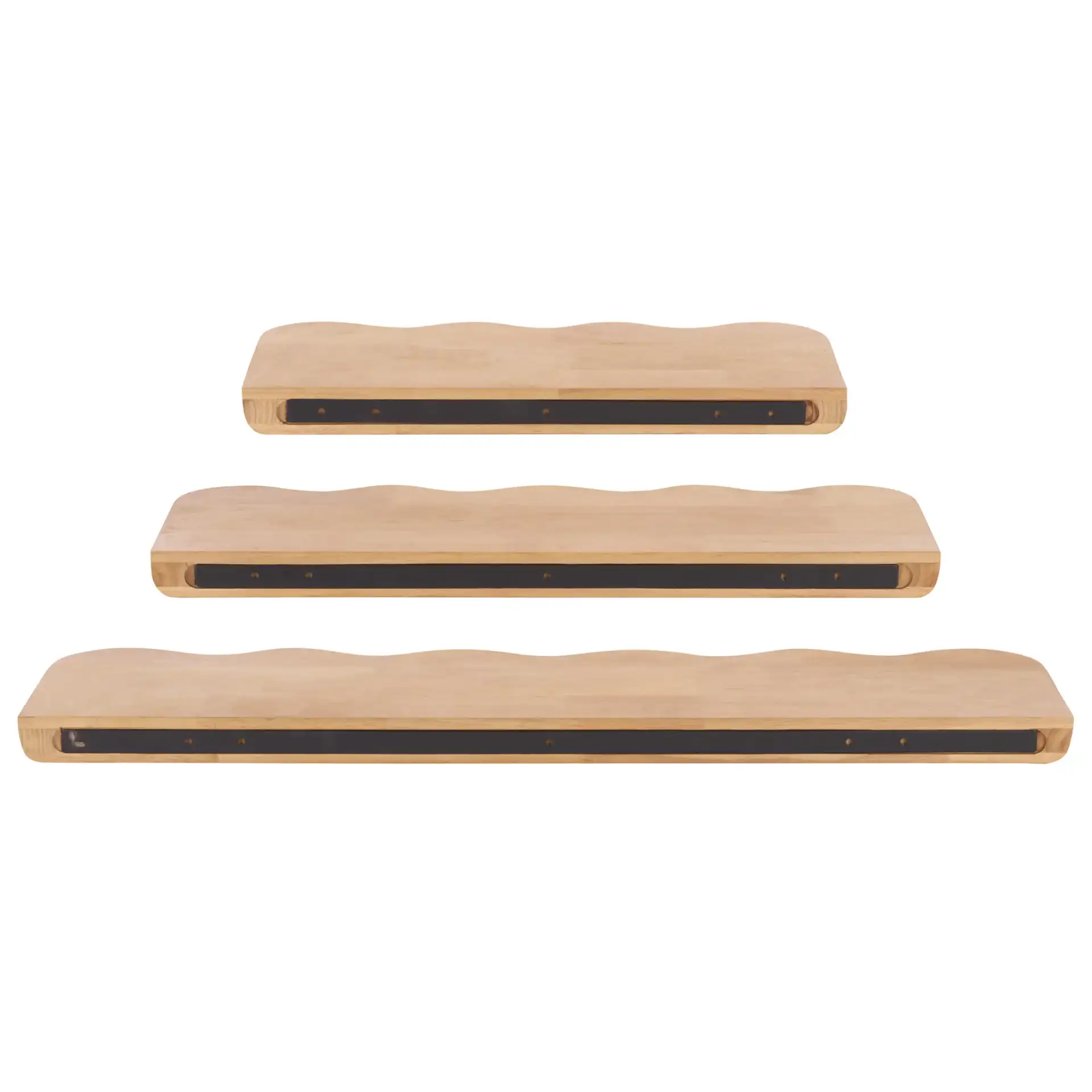 Bella Wavy Shelves Set 3 in Natural, detail view