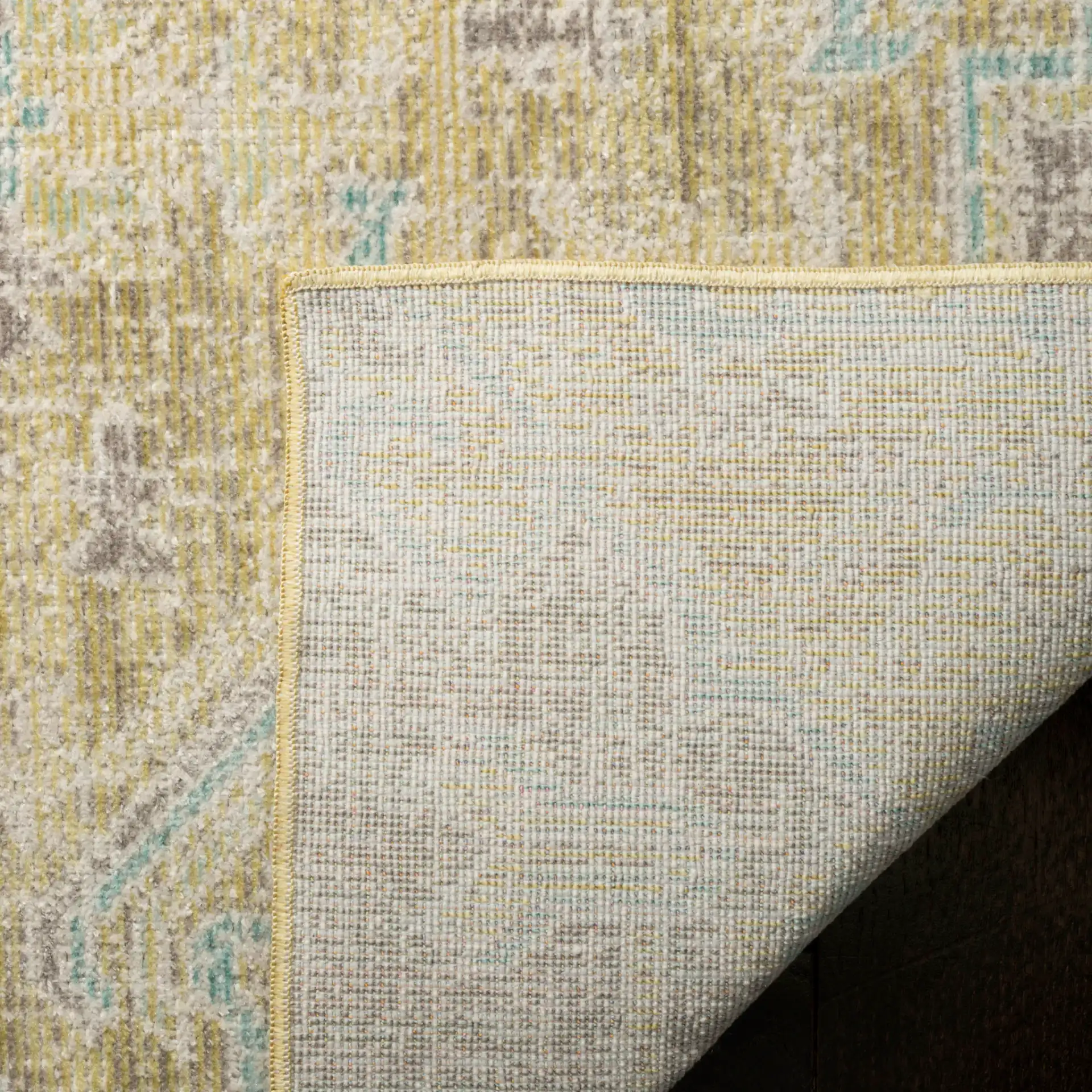 Windsor Medallion Rug in Light Gray / Lime in a styled room