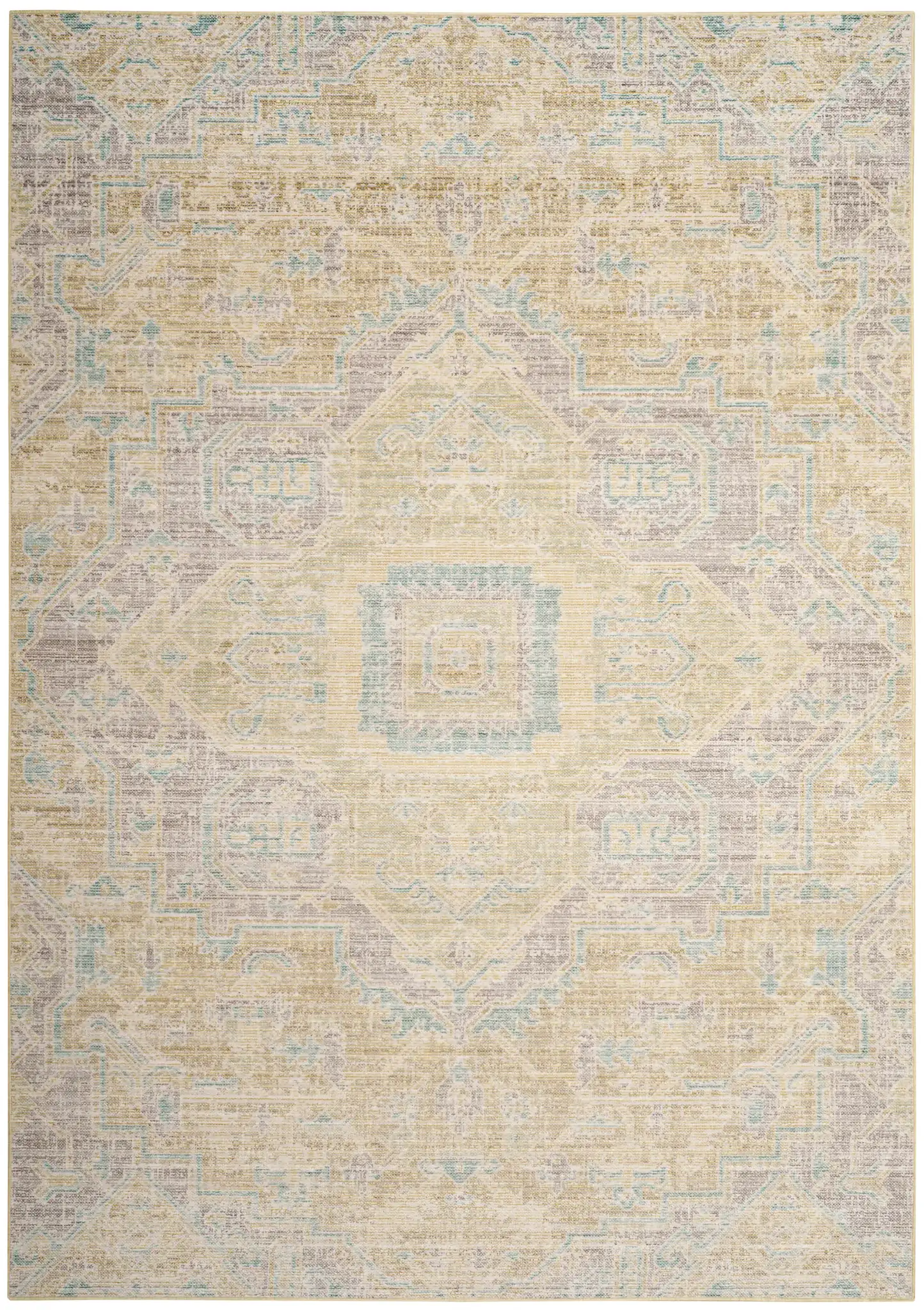 Windsor Medallion Rug in Light Gray / Lime