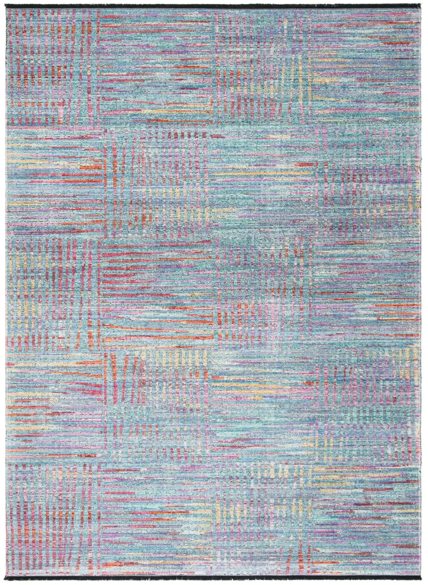 Windsor Abstract Grid Rug in Aqua / Dark Pink