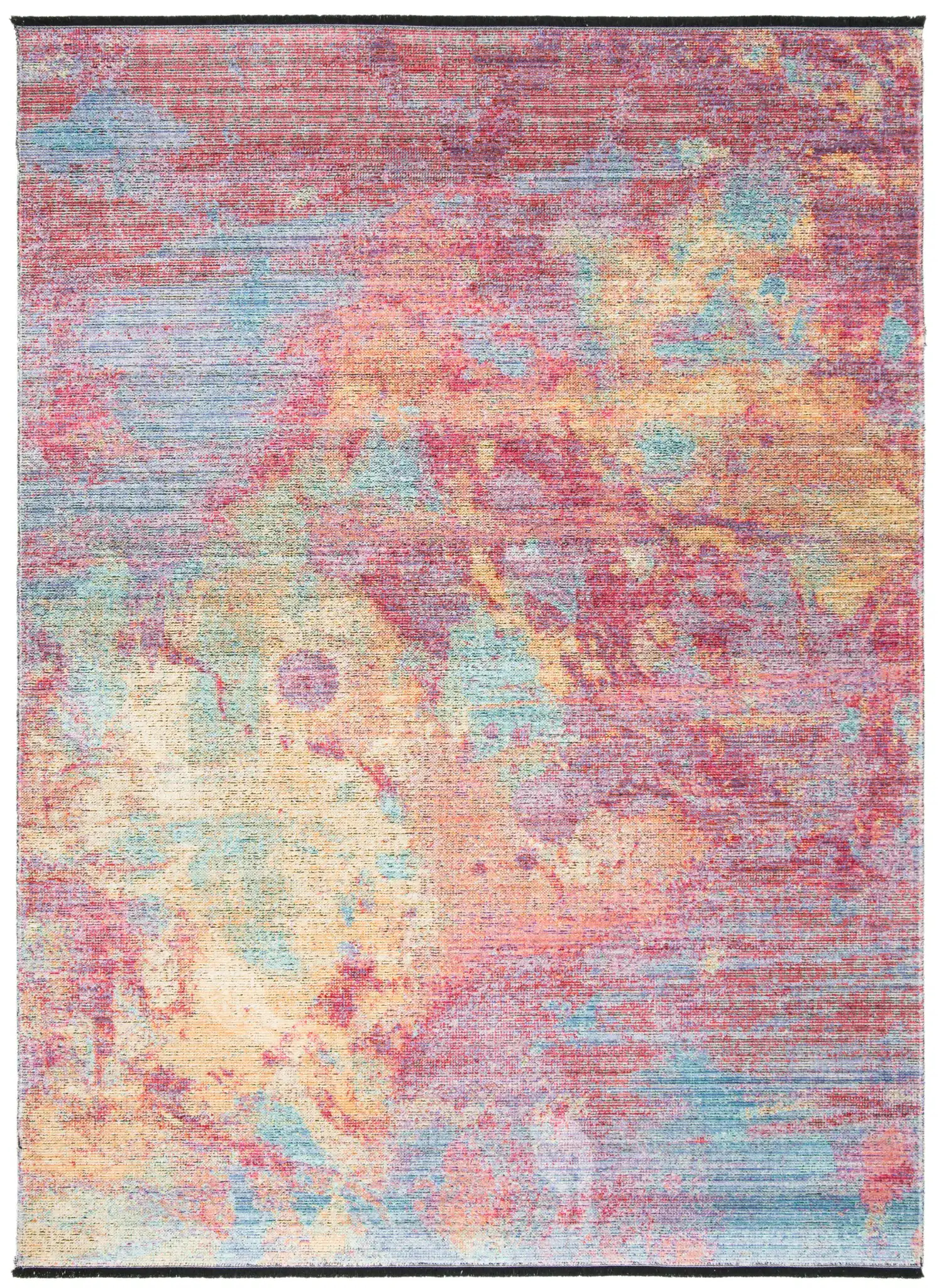 Windsor Abstract Striated Rug in Fuchsia / Turquoise