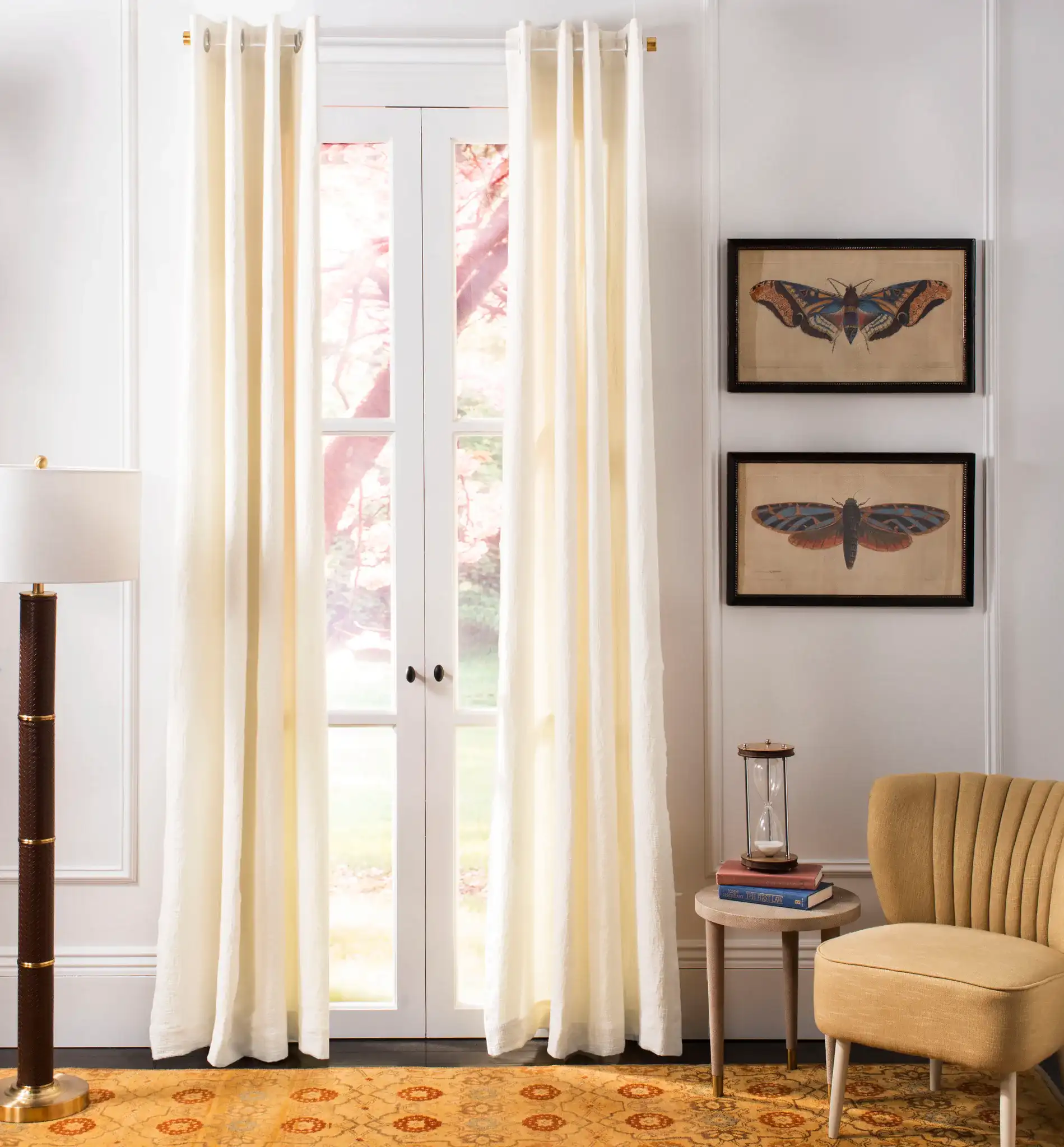 Grevena Window Panel in Ivory in a styled room