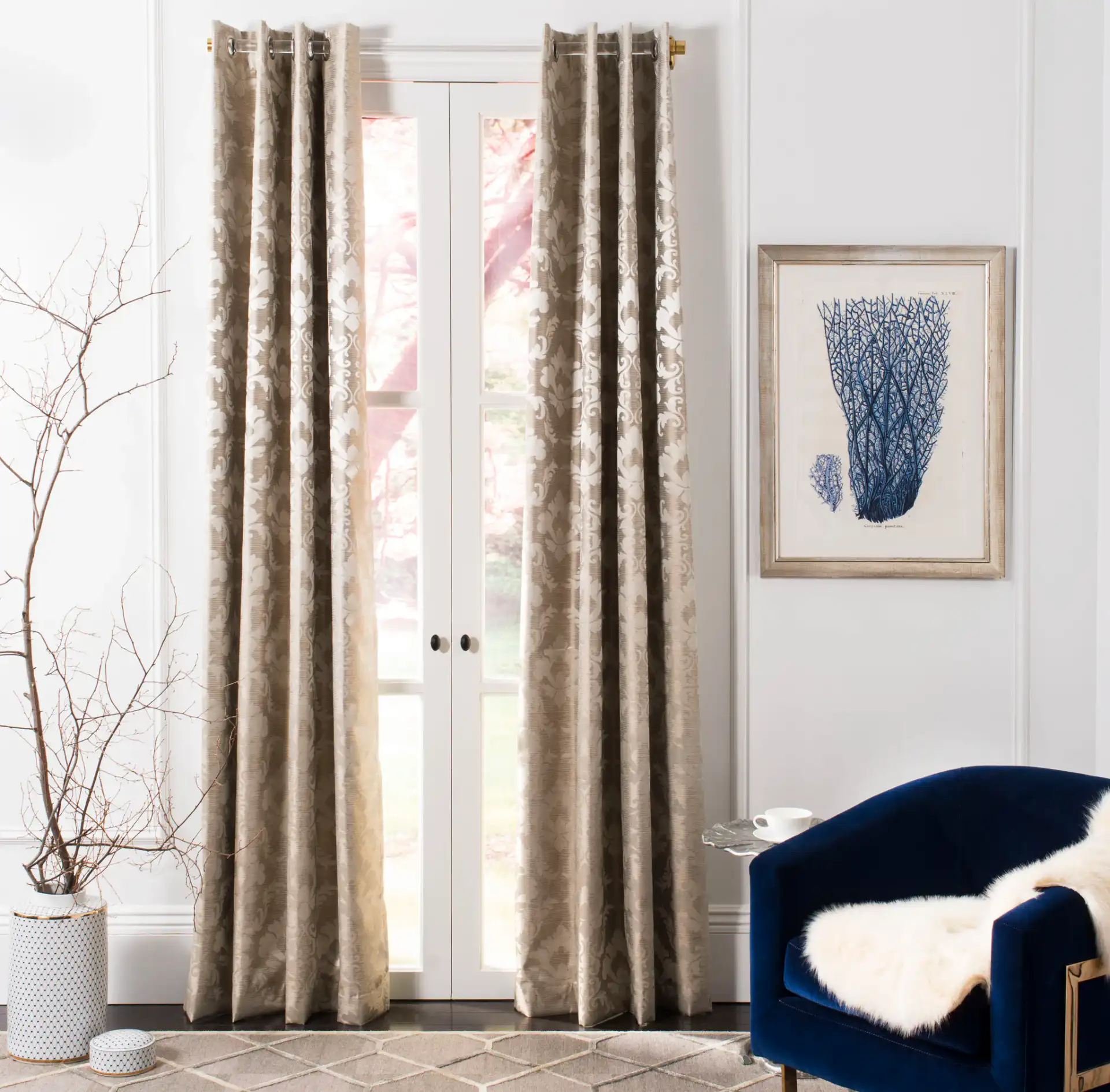 Perama Window Panel in Beige in a styled room