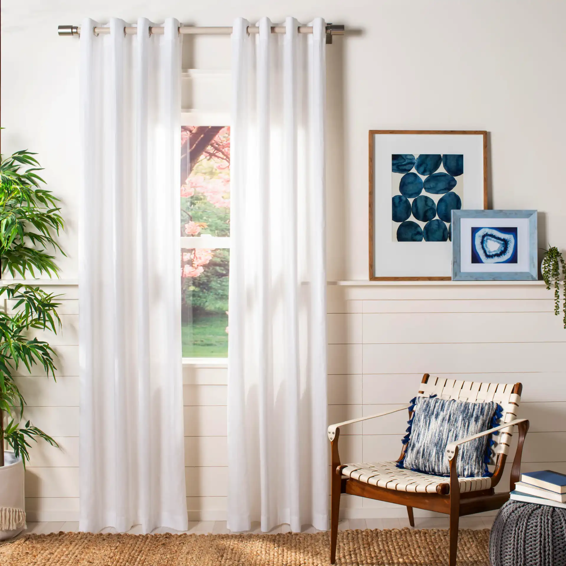 Darlena Window Panel in Pearl in a styled room