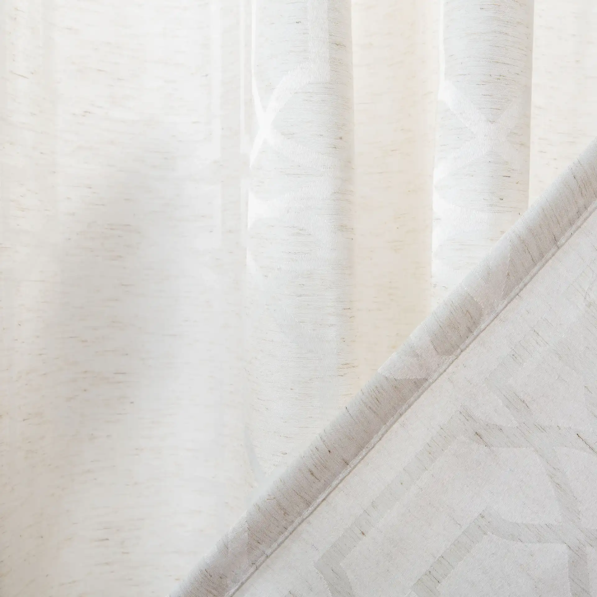 Vivi Window Panel in Beige in a styled room