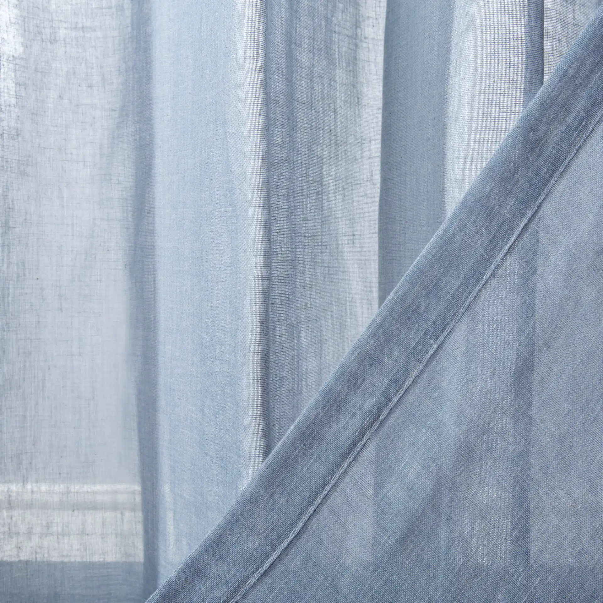 Makena Window Panel in Blue in a styled room