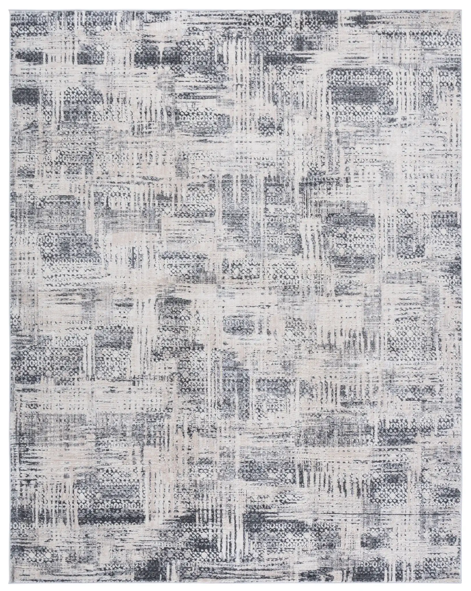 Whisper Abstract Grid Rug in Gray / Light Gray