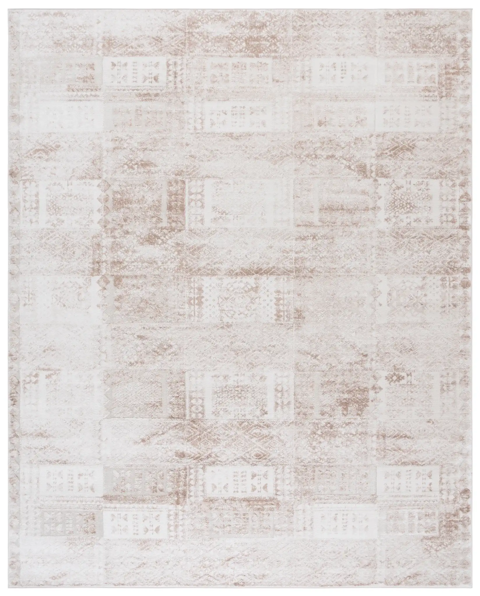 Whisper Distressed Patchwork Rug in Beige / Light Beige