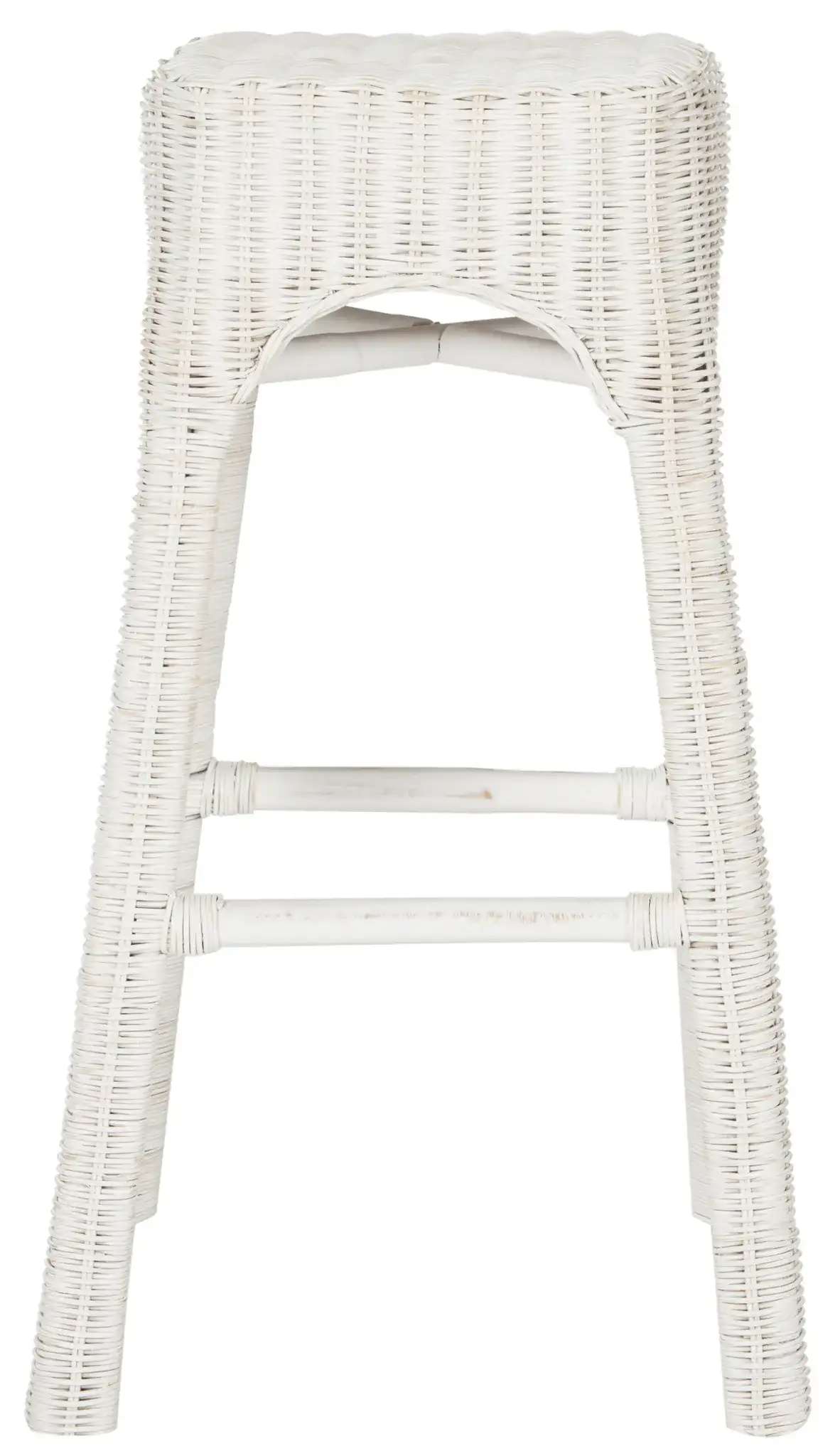 Percey Wicker Bar Stool in White, detail view