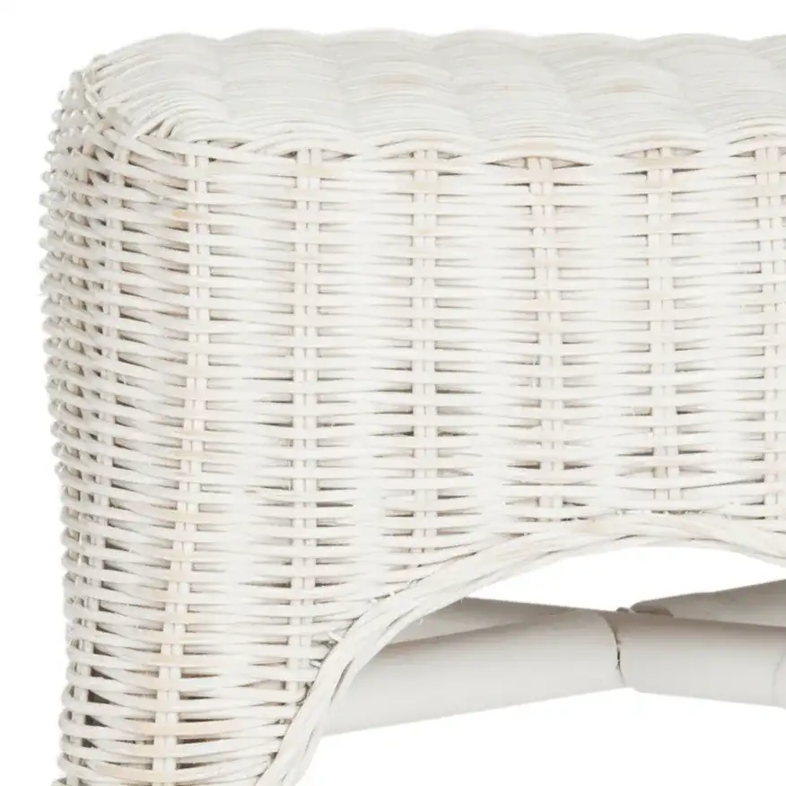 Percey Wicker Bar Stool in White in a styled room