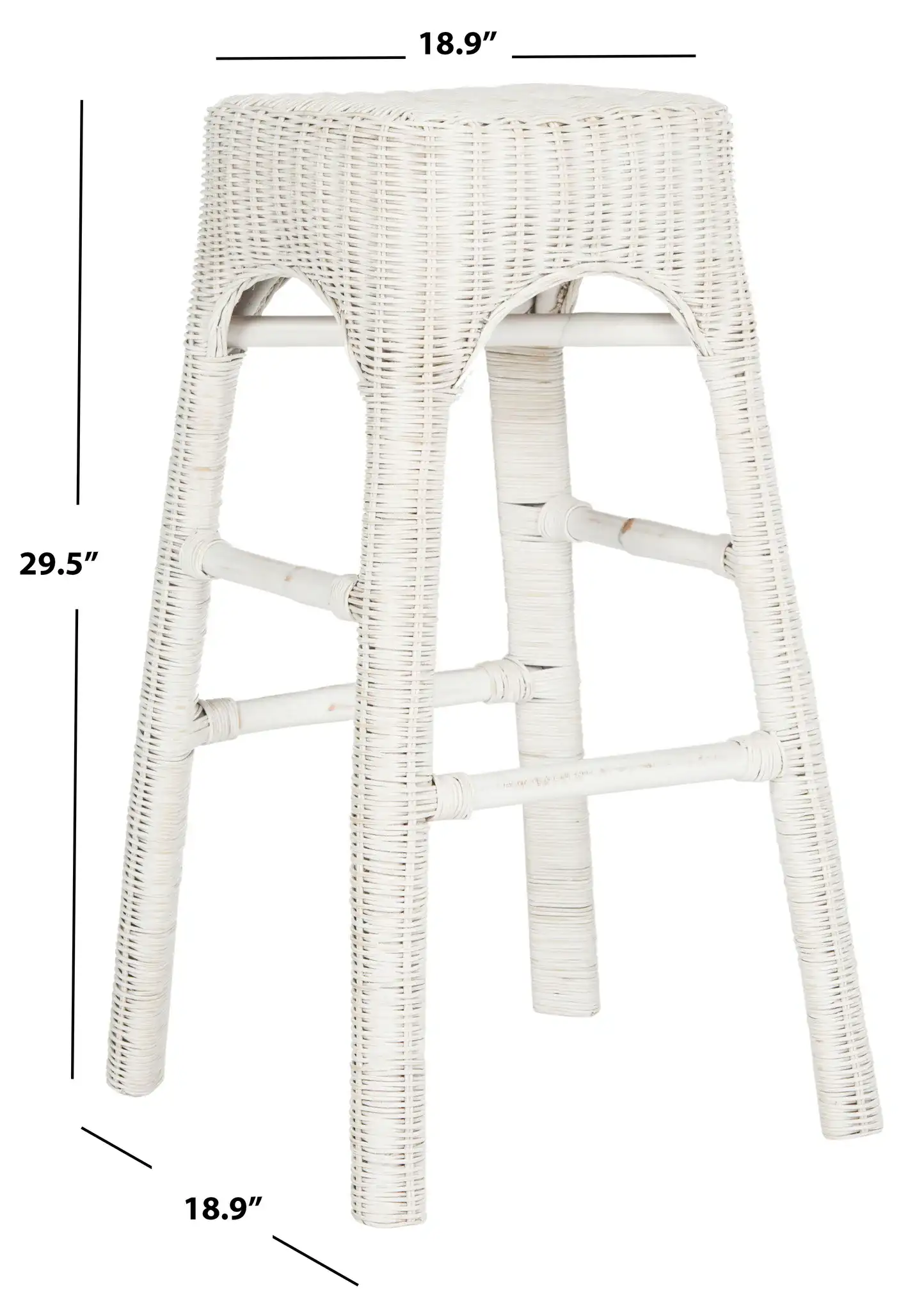 Percey Wicker Bar Stool in White, detail view