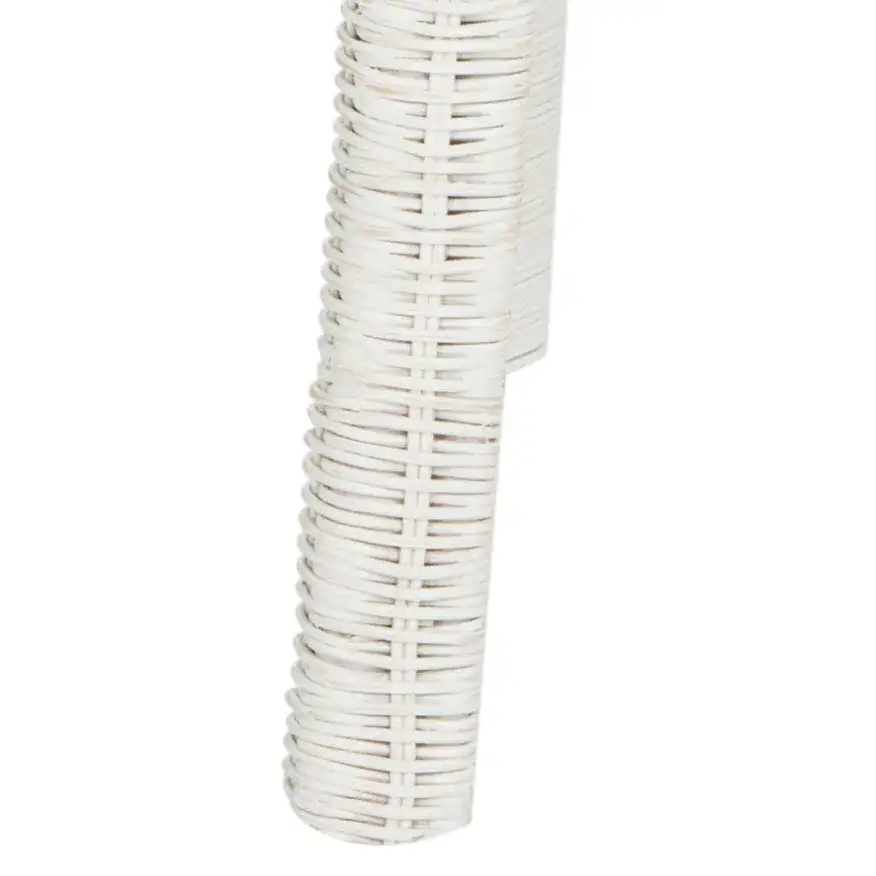 Percey Wicker Bar Stool in White, detail view