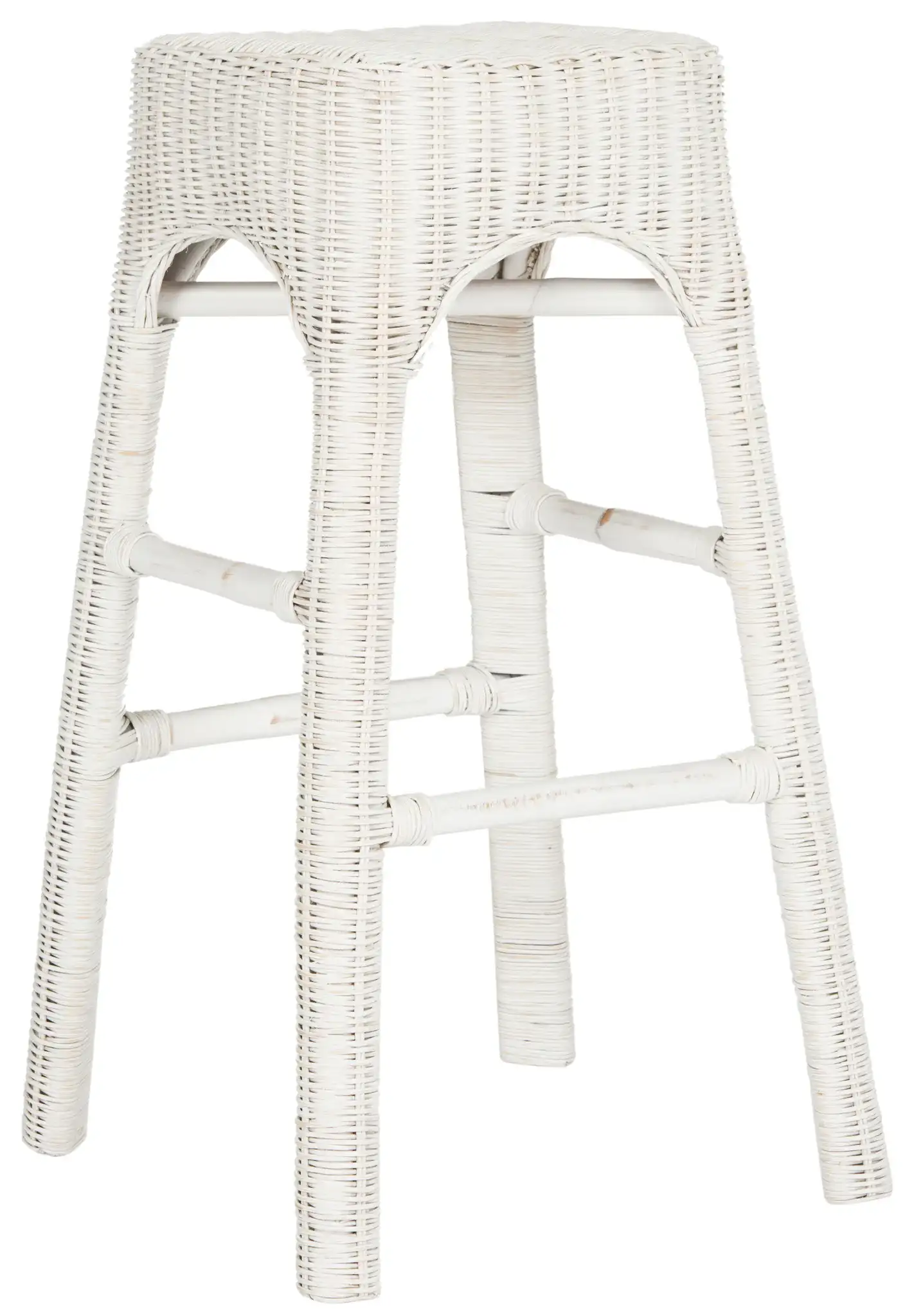 Percey Wicker Bar Stool in White