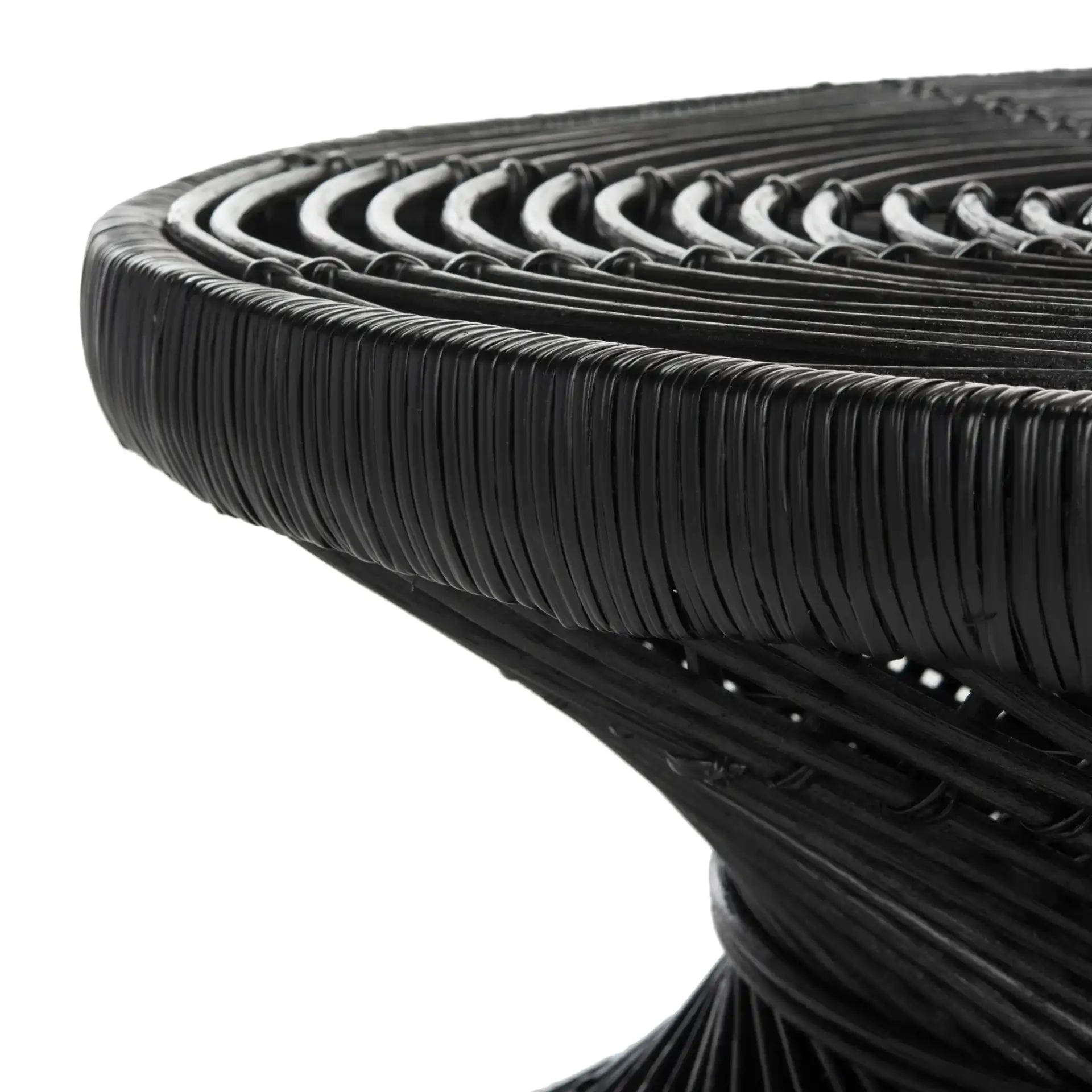 Grimson Large Bowed Coffee Table in Black in a styled room