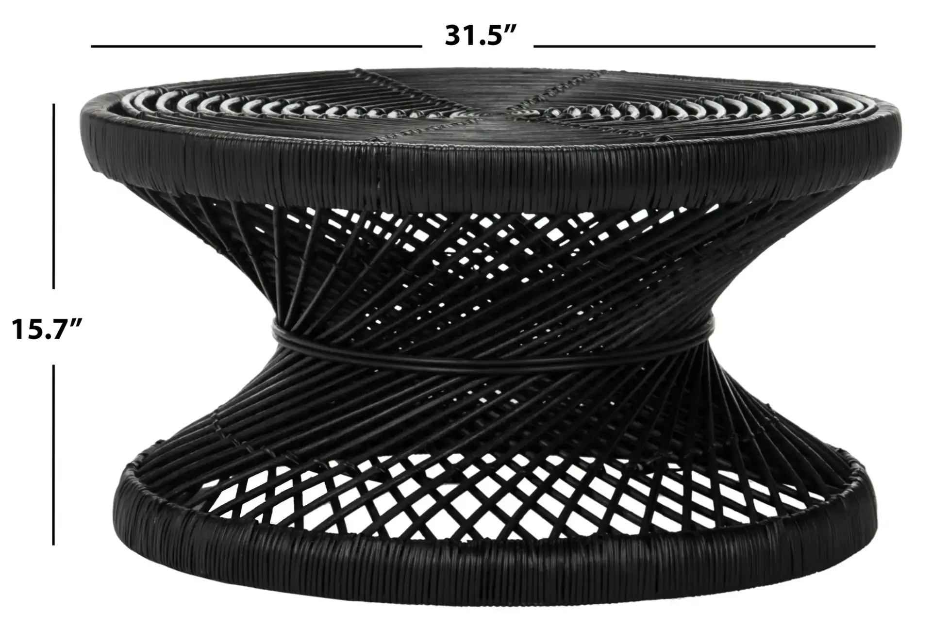 Grimson Large Bowed Coffee Table in Black, detail view