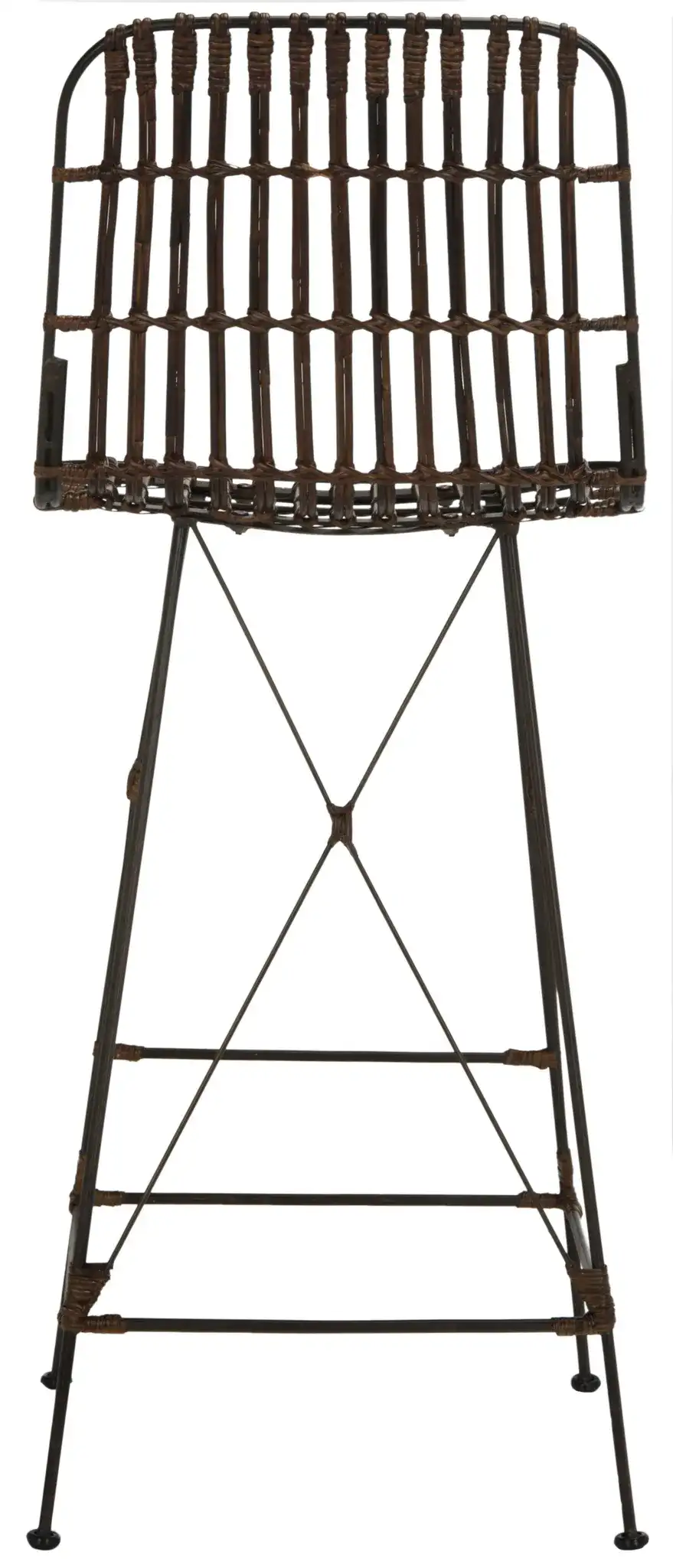 Minerva Wicker Bar Stool (Set Of 2) in Chocolate, detail view