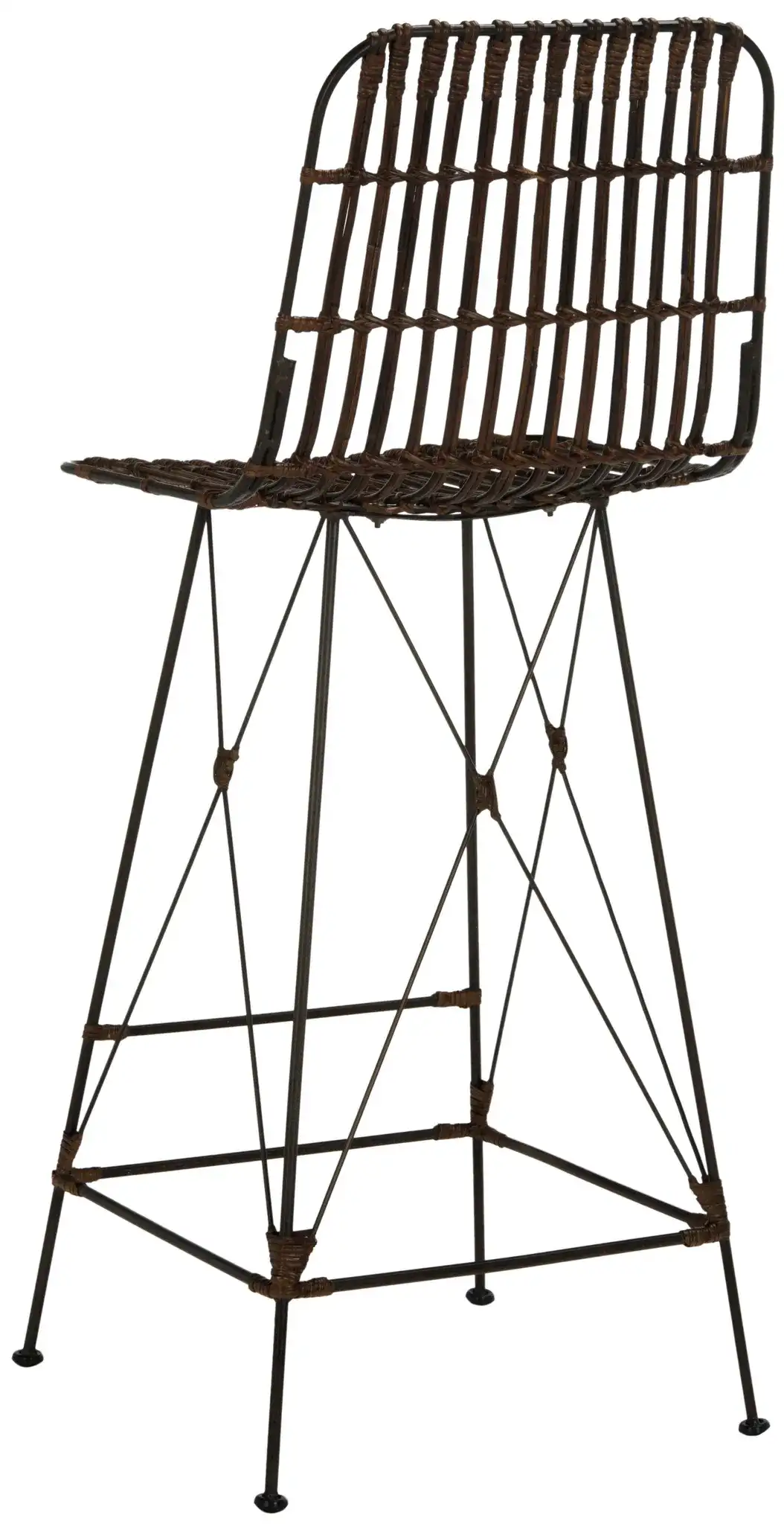 Minerva Wicker Bar Stool (Set Of 2) in Chocolate, detail view