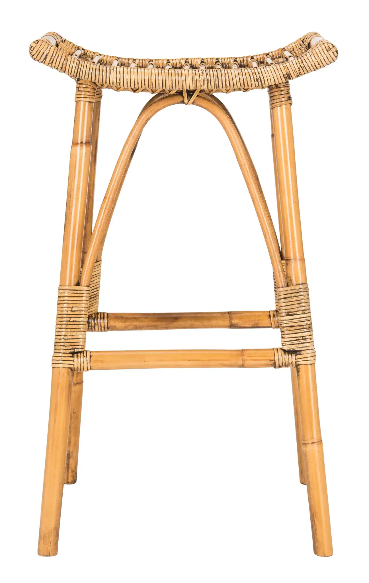 Leda Rattan Barstool in Brown, detail view