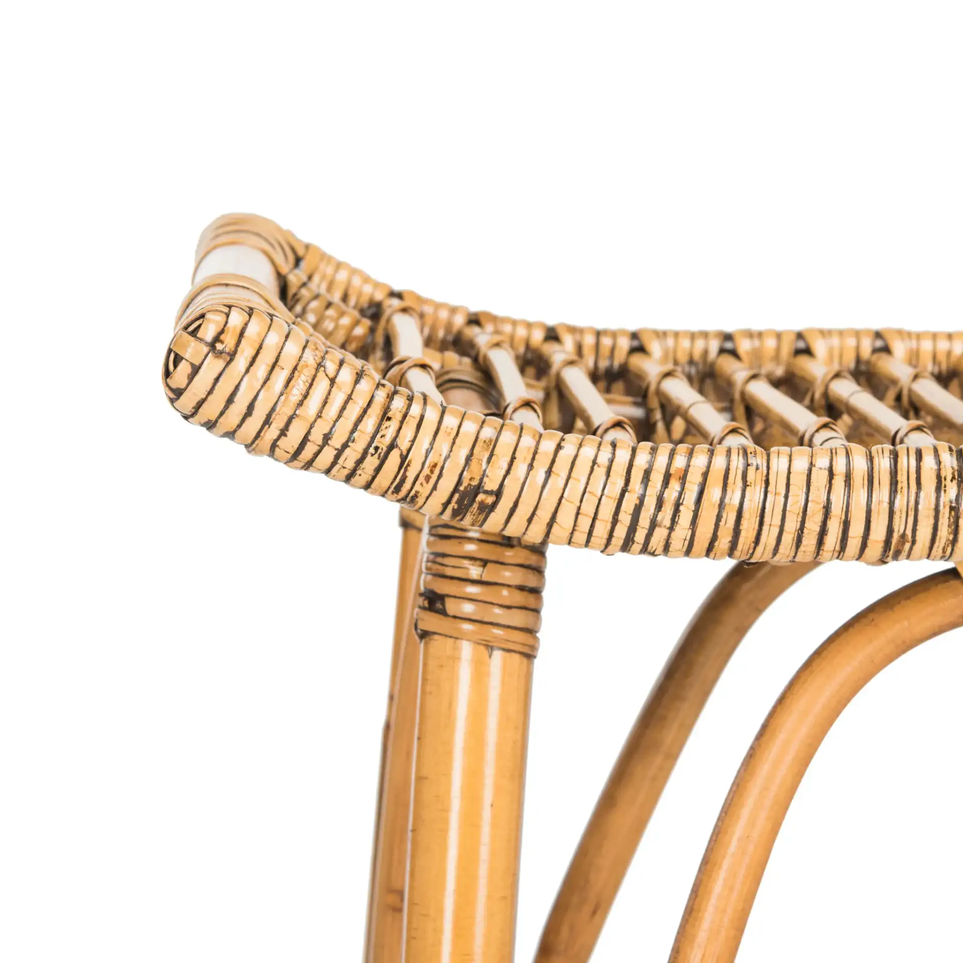Leda Rattan Barstool in Brown in a styled room