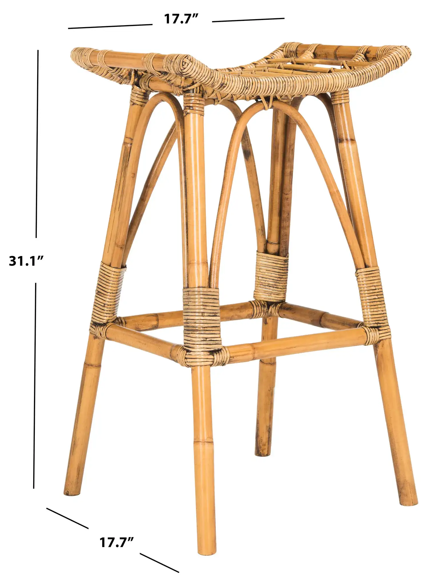 Leda Rattan Barstool in Brown, detail view