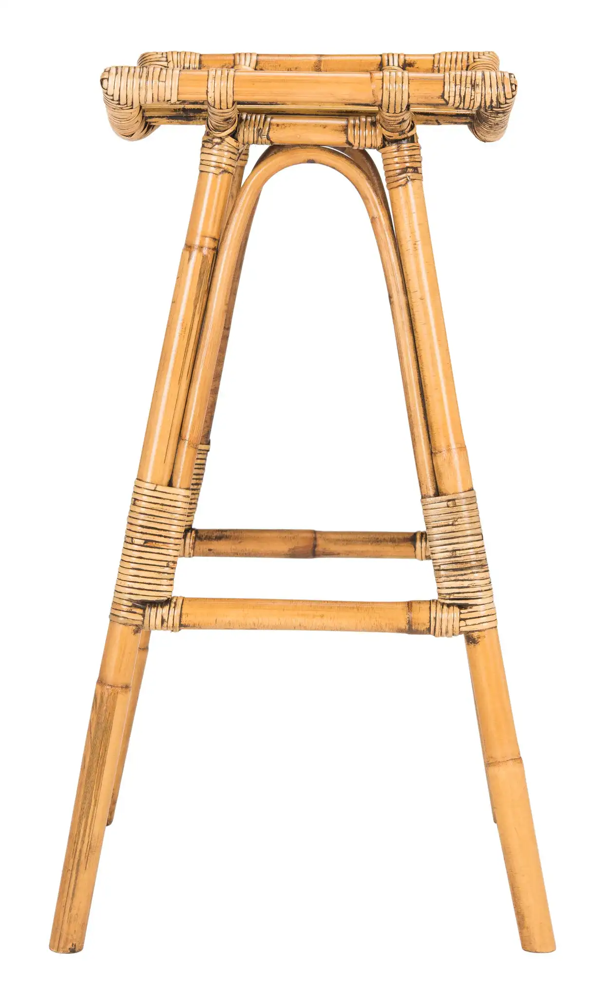 Leda Rattan Barstool in Brown, detail view