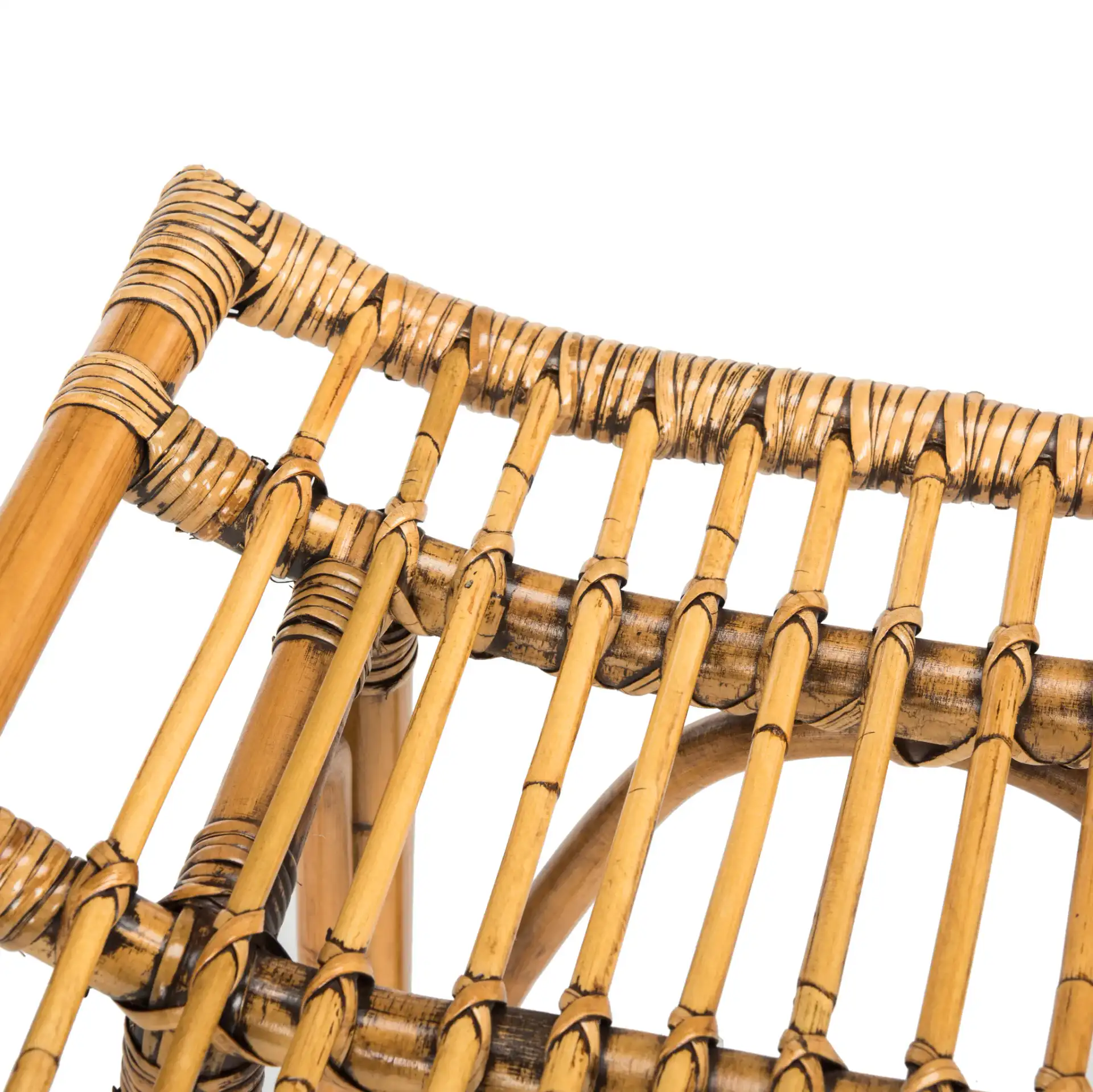 Leda Rattan Barstool in Brown, detail view